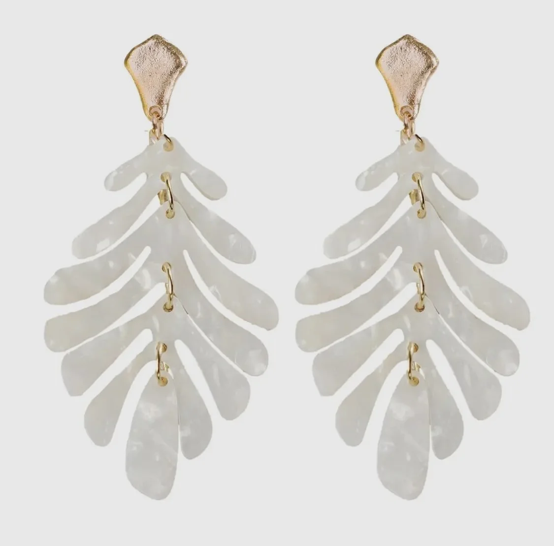 White Palm Drops Earrings