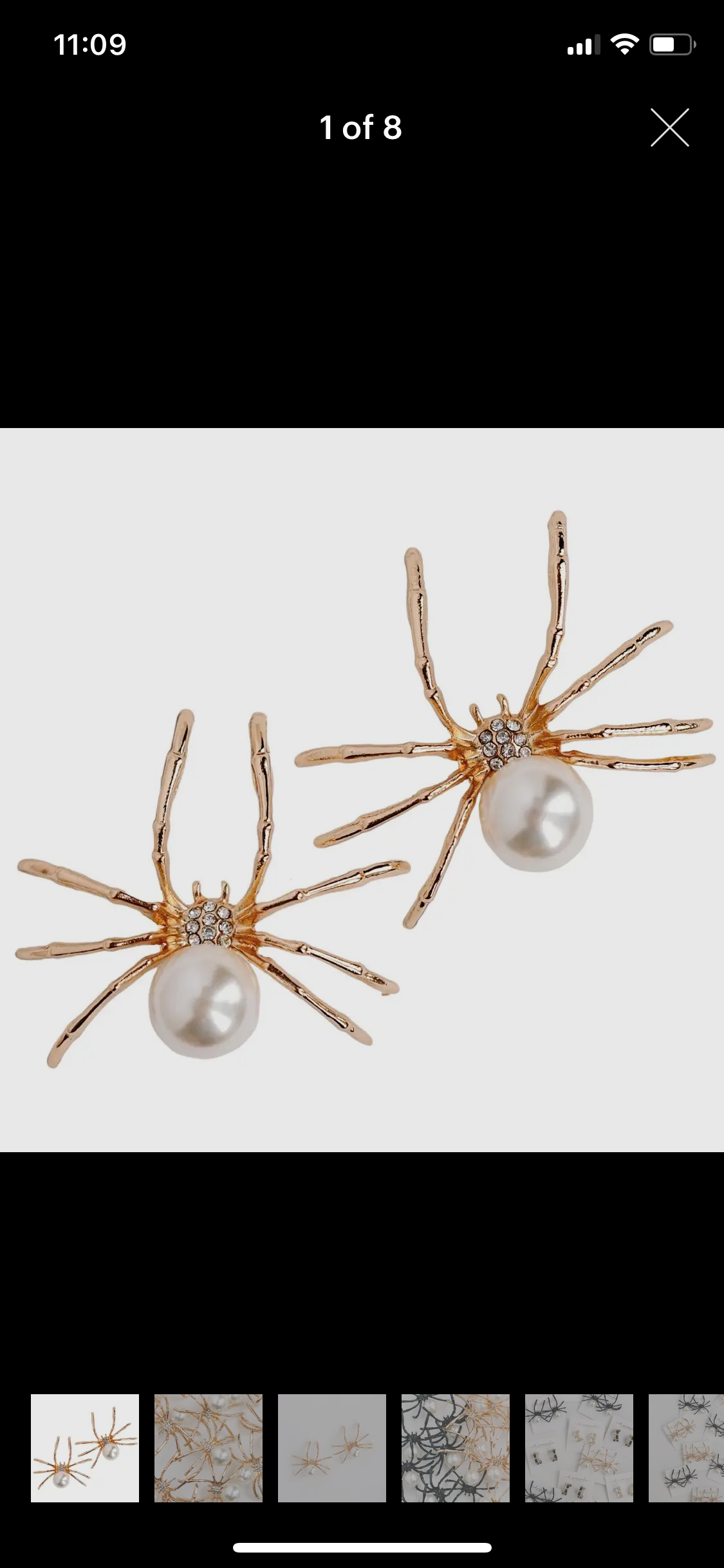 Gold Spider and Faux Pearl Statement Earrings