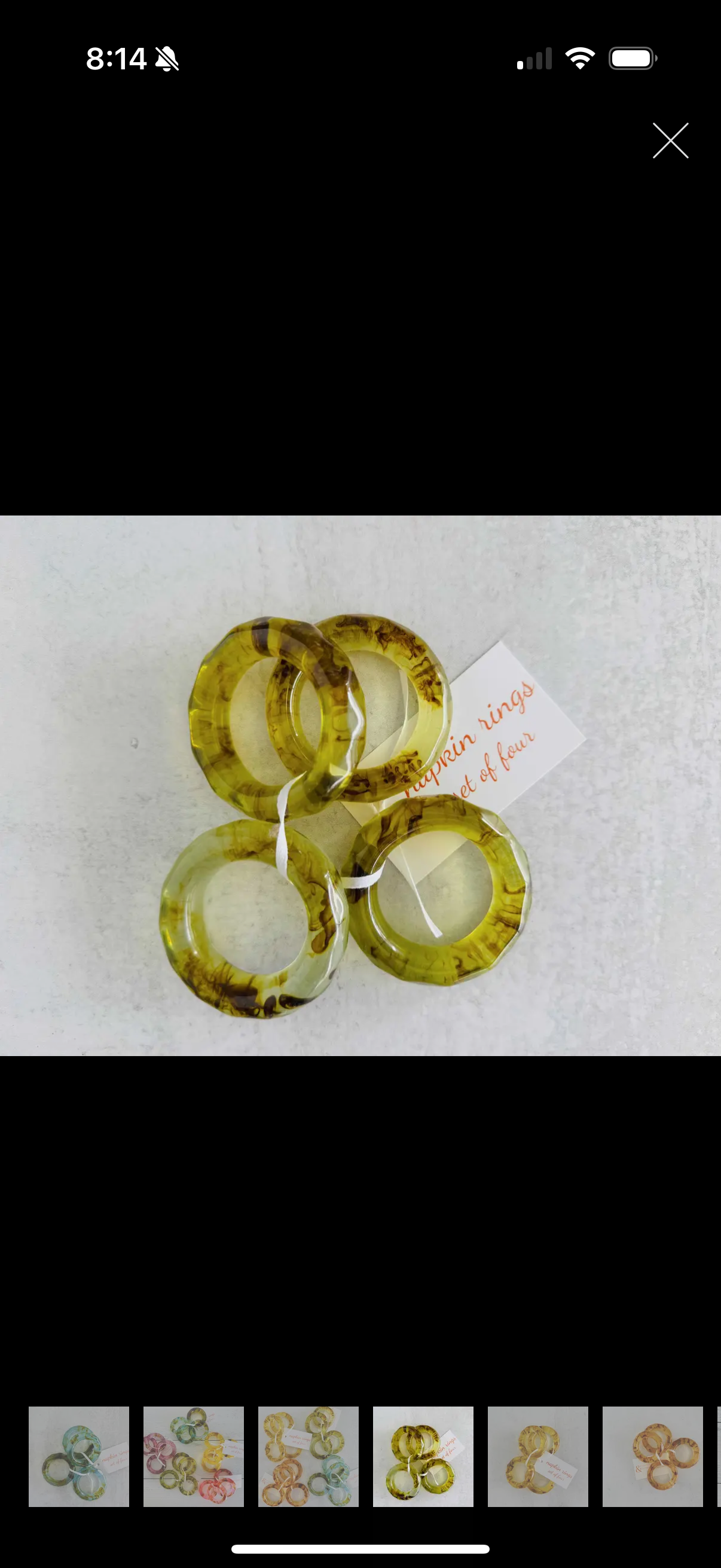 Moss Colored Set of 4 Napkin Rings