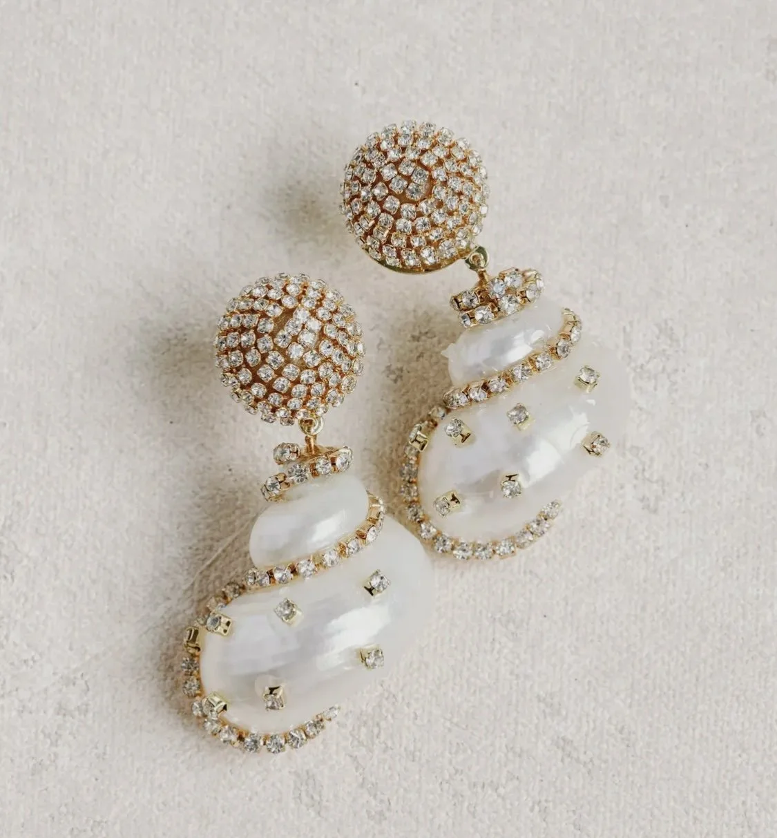 Blinged Out Shell Earrings