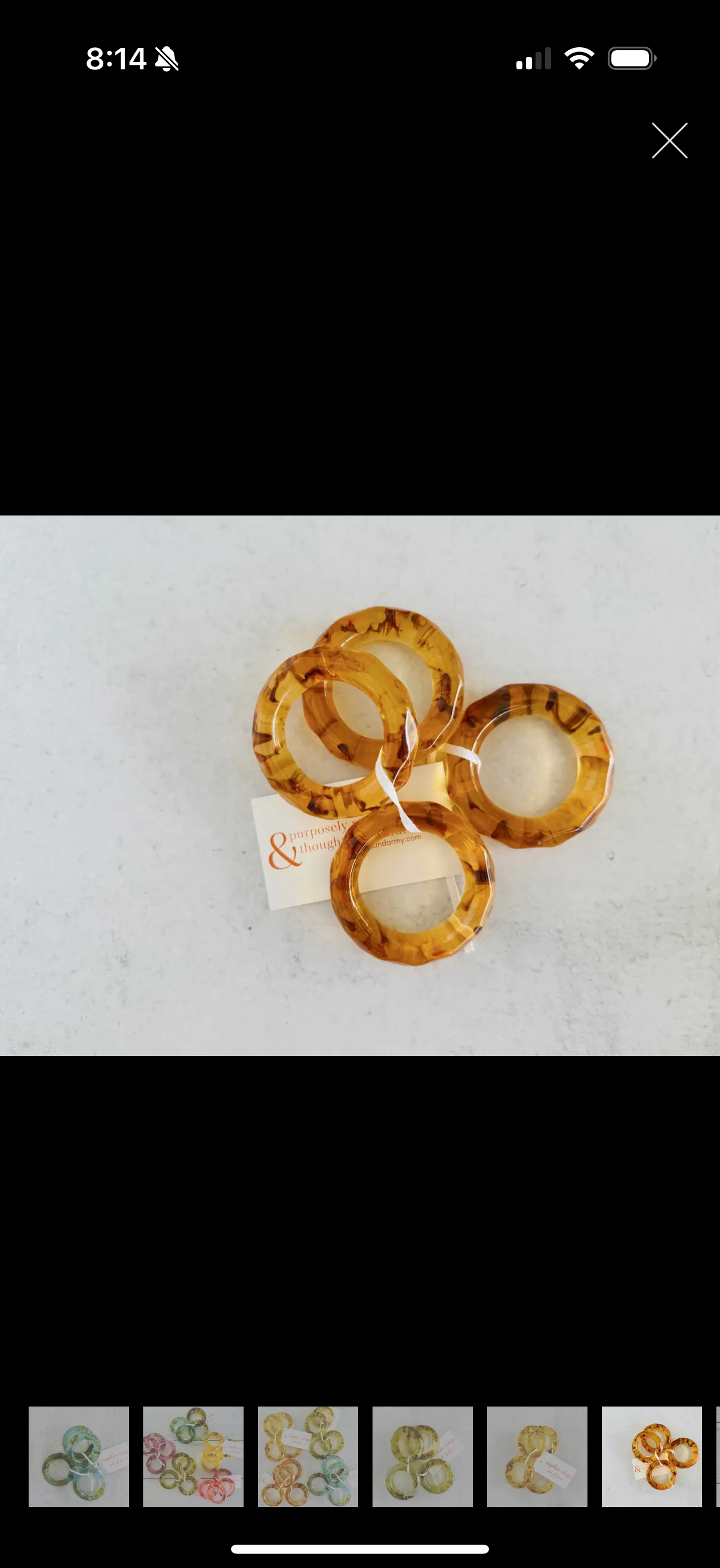 Honey Color Napkin Rings Set of 4