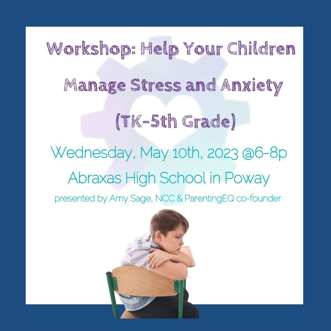 In person parenting workshop: Help Your Children Manage Stress and Anxiety (TK-5th Grade): Build Their Emotional Intelligence

Are your kiddos feeling overwhelmed?  Are they exhibiting symptoms of anxiety and you&rsquo;re unsure how to help them?

Yo
