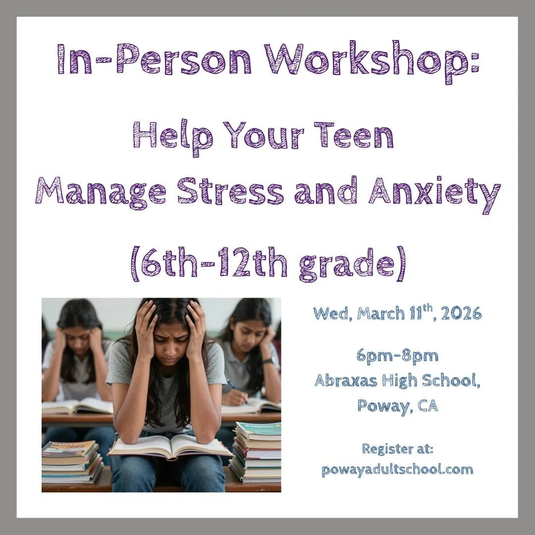 Are you in the San Diego area? If so, join us for an in-person parenting workshop led by ParentingEQ co-founder, Amy Sage!

Growing up today brings with it a whole new set of challenges for our teens. You may have noticed that they have felt overwhel