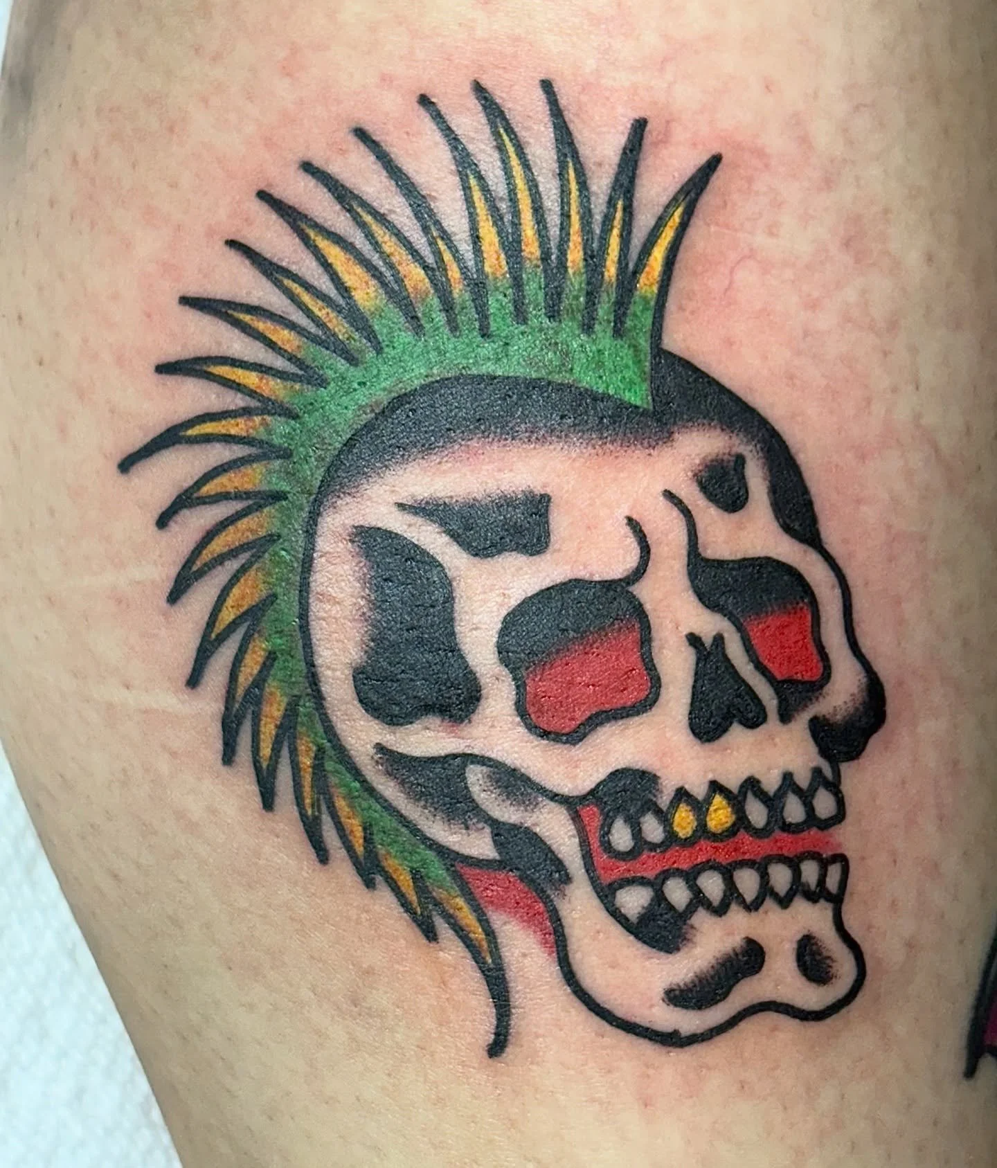 Stoked I got to do this punk rocker skull! Shoot me a message to book your next tattoo. Flash or custom always welcome ☠️