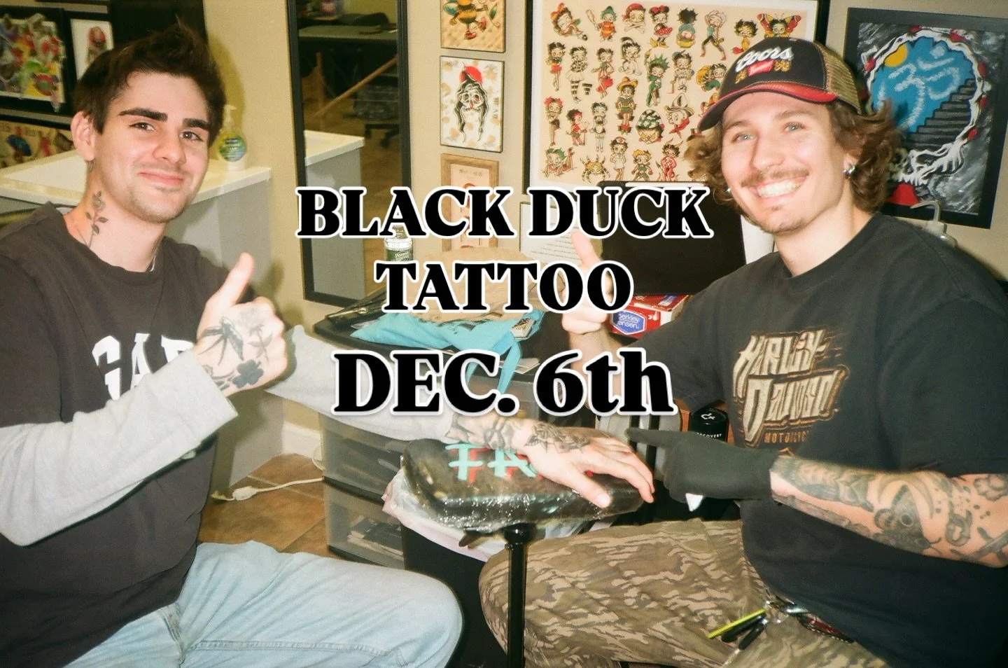 I&rsquo;ll be back in town for one day!!! Let&rsquo;s try n&rsquo; slam as many tattoos as we can on Saturday Dec. 6th! Stoked to spend the day working with my good friends over at @blackducktattoocompany  Shoot me a message to book!