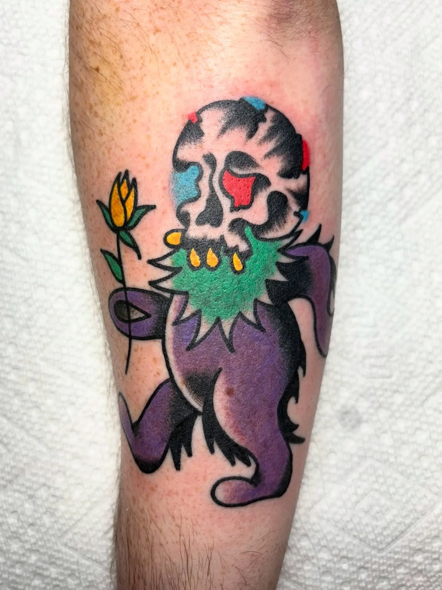 Truckin&rsquo; like the do-dah man! Always thrilled to make any sort of Grateful Dead inspired tattoo! Holler at me to book your next appointment. Flash or custom always welcome!