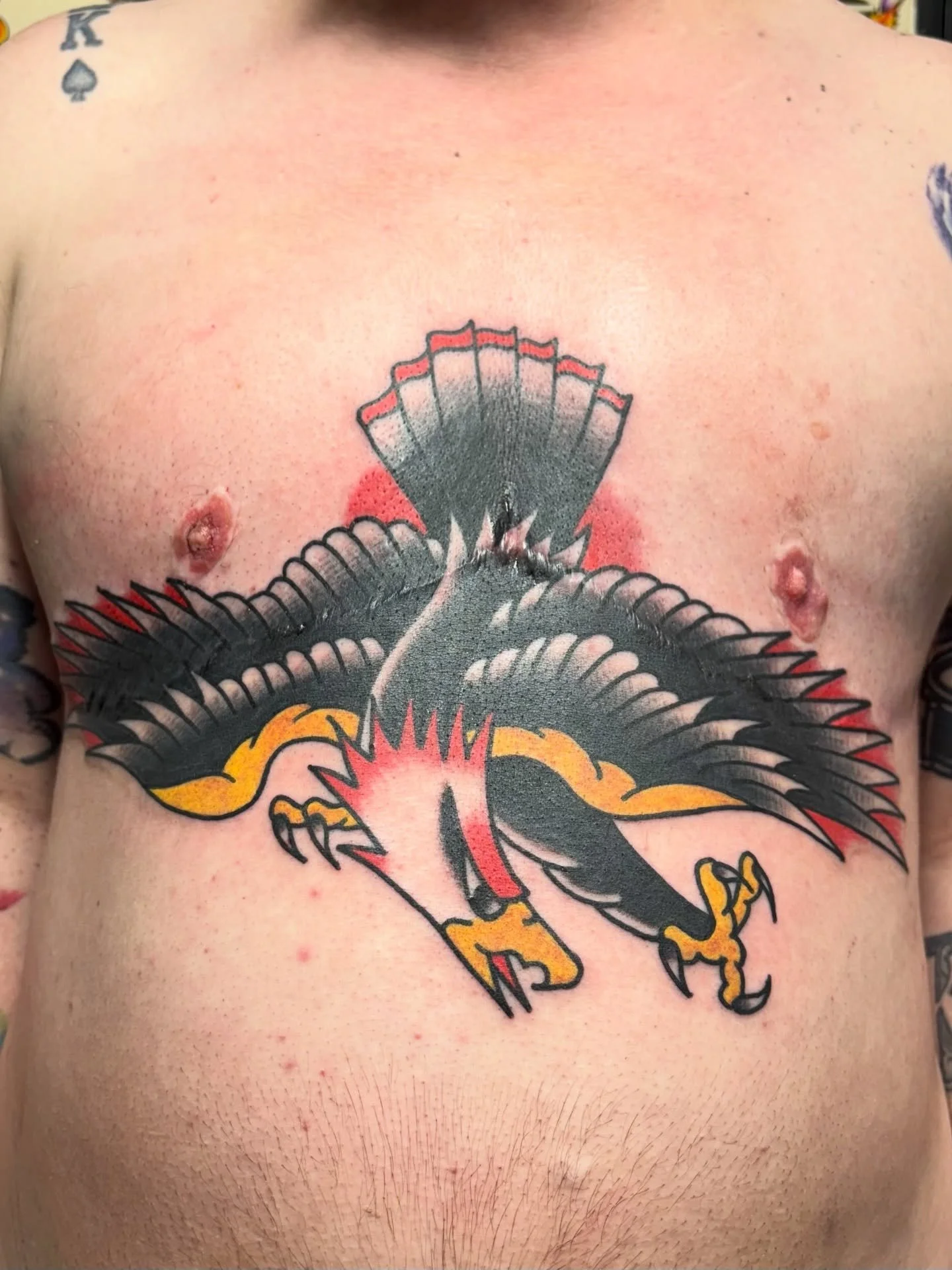 Bold n&rsquo; classic eagle to cover up some scars! Thanks for the trust Eli! Would love to do some bigger projects like this! Dm me to book your next tattoo~