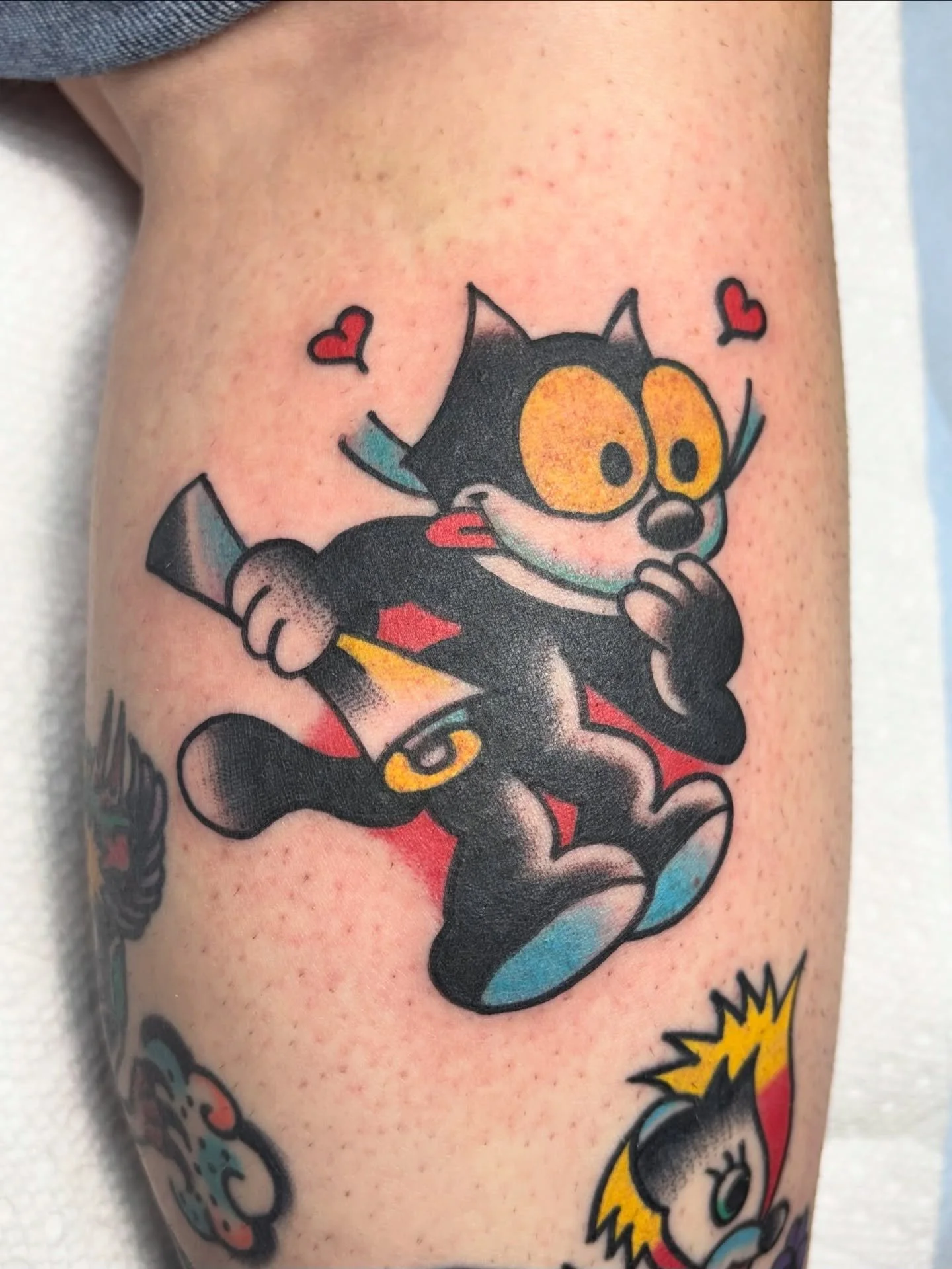 Fresh Felix the Cat n&rsquo; a healed stinker! Stack &lsquo;em up! shoot me a DM to book that next tattoo~ Flash or custom always welcome!
