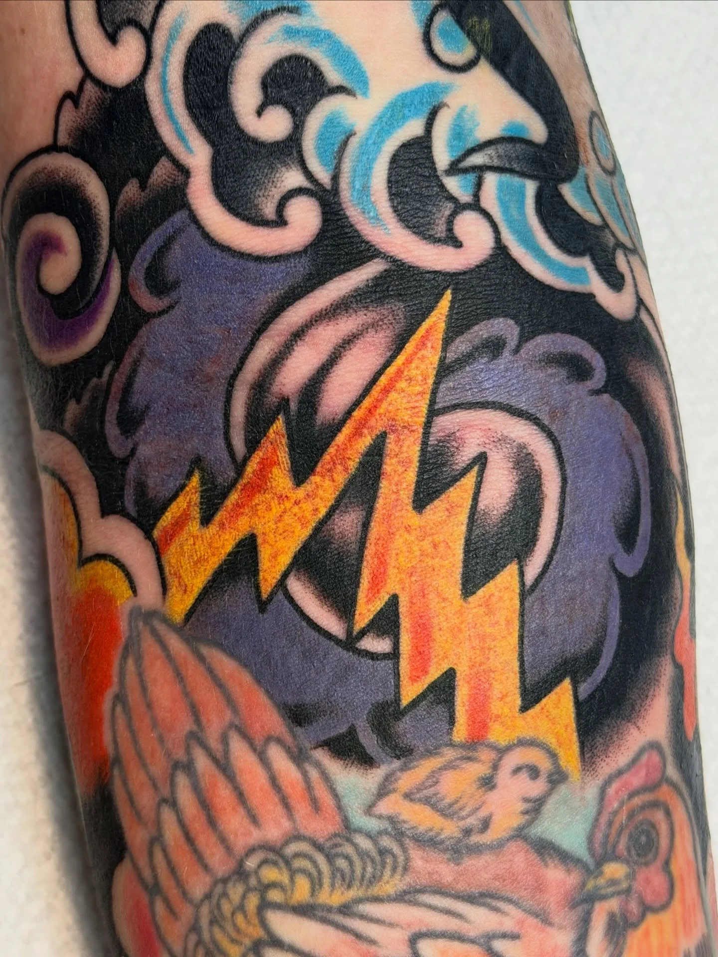 Progress on Frankie&rsquo;s sleeve, last session at @riversidetattootn Old City #appazumi #traditionalsleeve #appazumisleeve #appazumitattoo #knoxvilletattoo