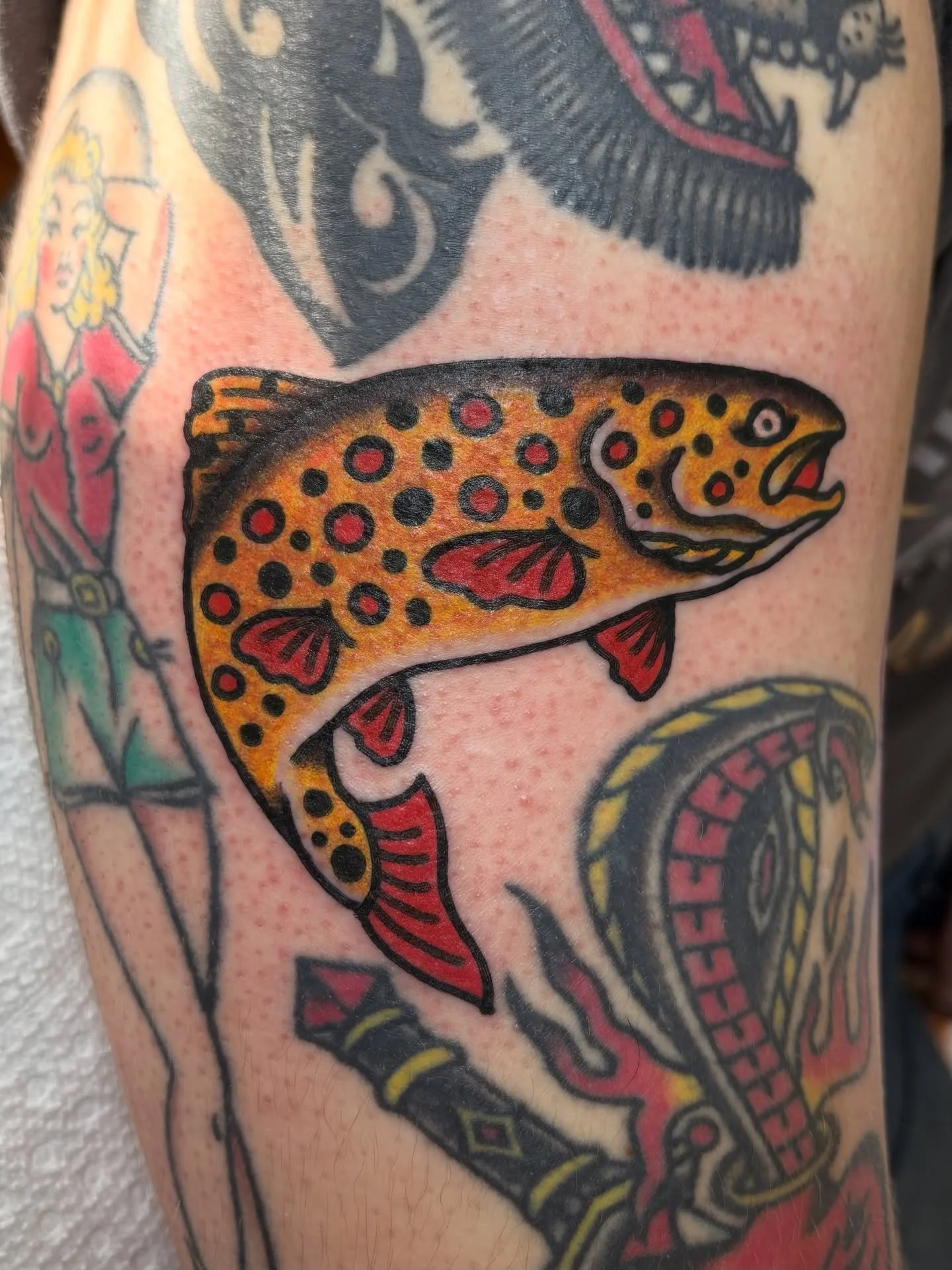 Various species of trout! The lake trout was a cover!!Let&rsquo;s make some more fish tats. Bookin&rsquo; May for Knoxville, TN at the world famous @riversidetattooclub