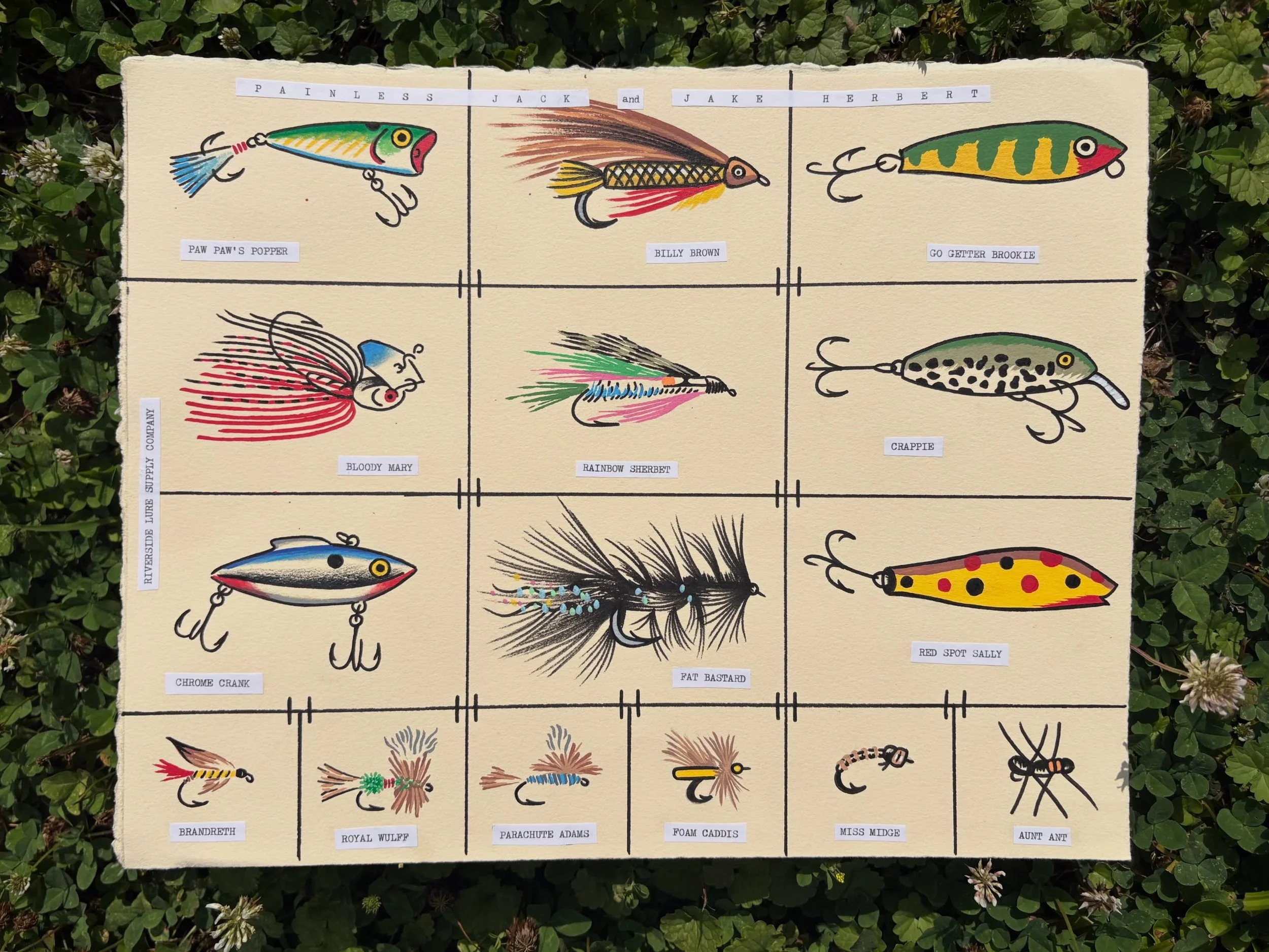 Jack n&rsquo; Jake present you a brand new sheet straight off the press from Riverside Lure Supply Company! This sheet features some handy dandy, can&rsquo;t fail lures n&rsquo; flies! This sheet was crafted by hand, using reference of flies right ou