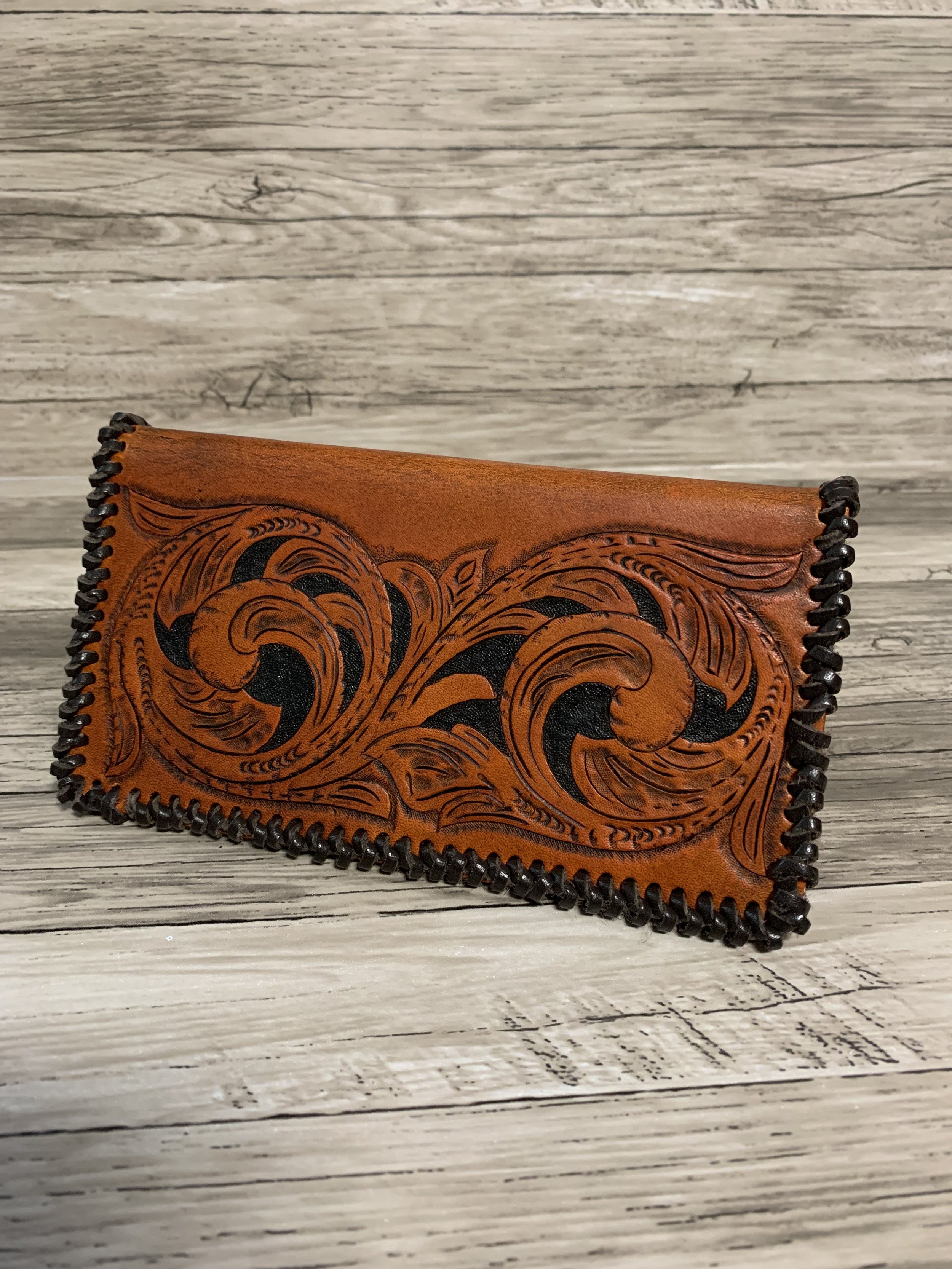 Tooled Leather Checkbook Cover