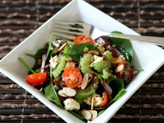 Spinach, Lentil &amp; Celery Salad