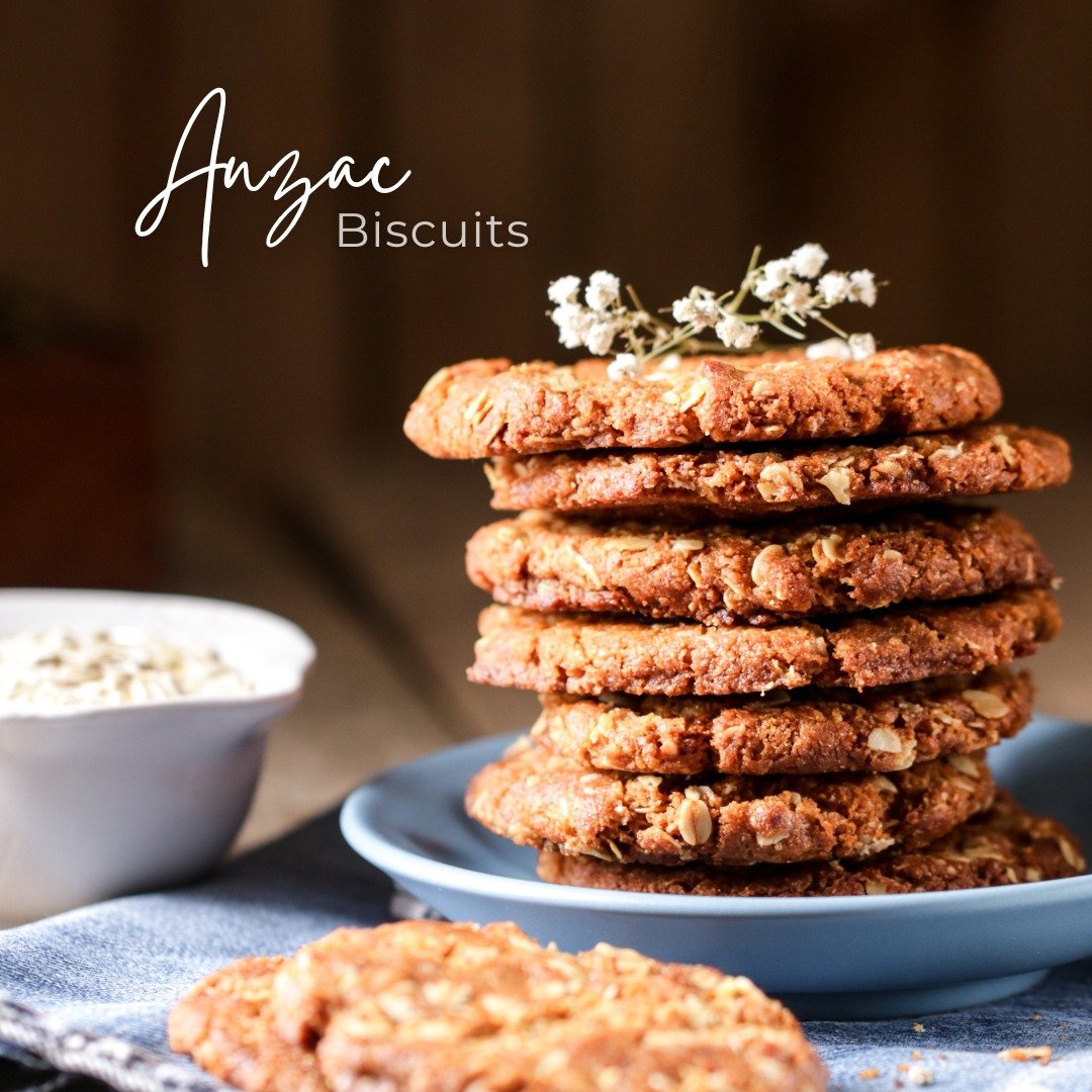 🍪 ANZAC BISCUITS 🍪 Anzac Day is fast approaching, give this recipe a try, super delicious, but with a healthier twist. 
 
These biscuits are lower in sugar and have less saturated fat than a normal Anzac biscuit, plus they can easily be made withou