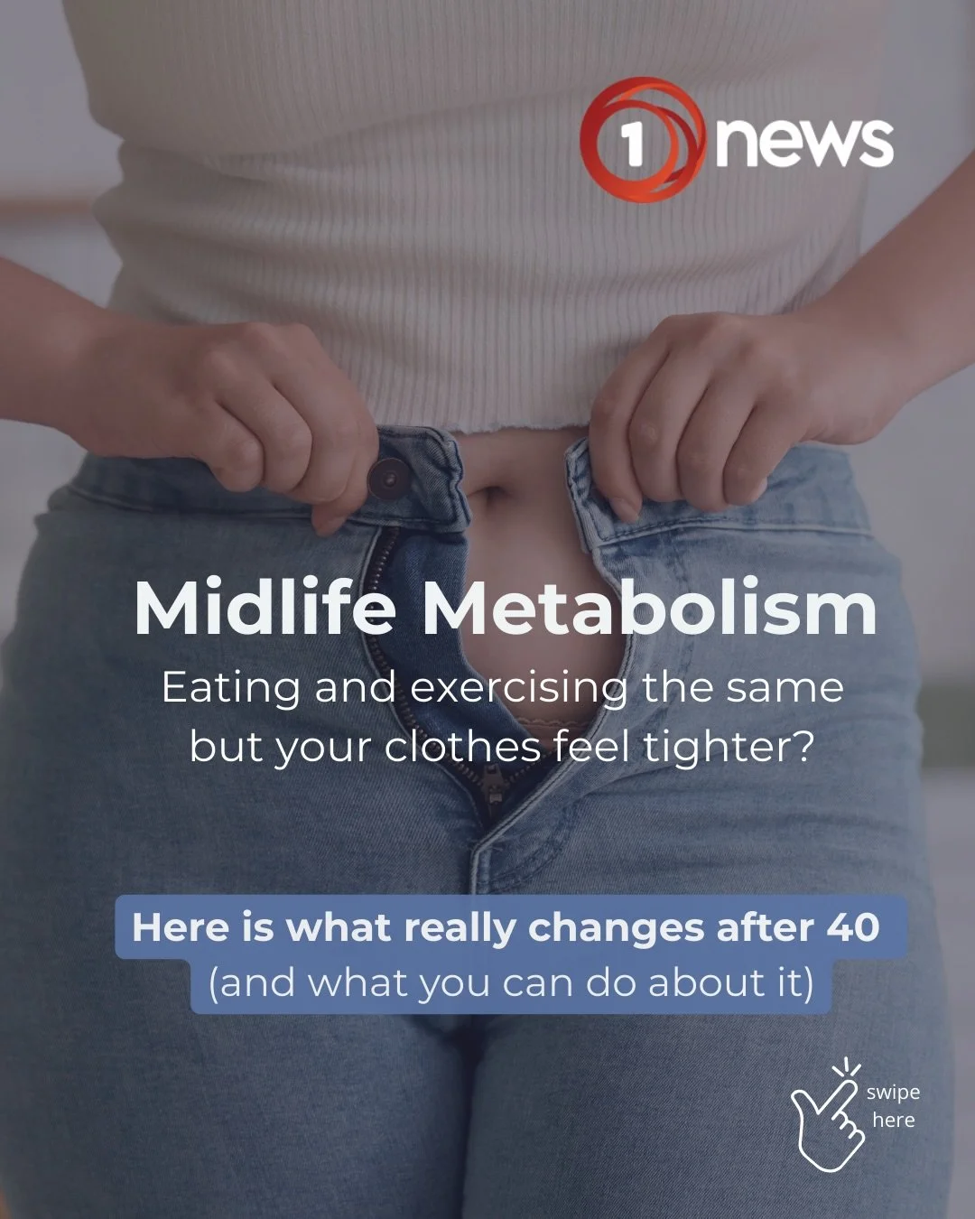 ⚠️ Managing mid-life changes... if your jeans are getting tighter despite eating and exercising the same, you are not alone. 

Swipe through to check out my top tips in my latest One News article. 

✨ Comment MIDLIFE to get: 
&bull; the full article 
