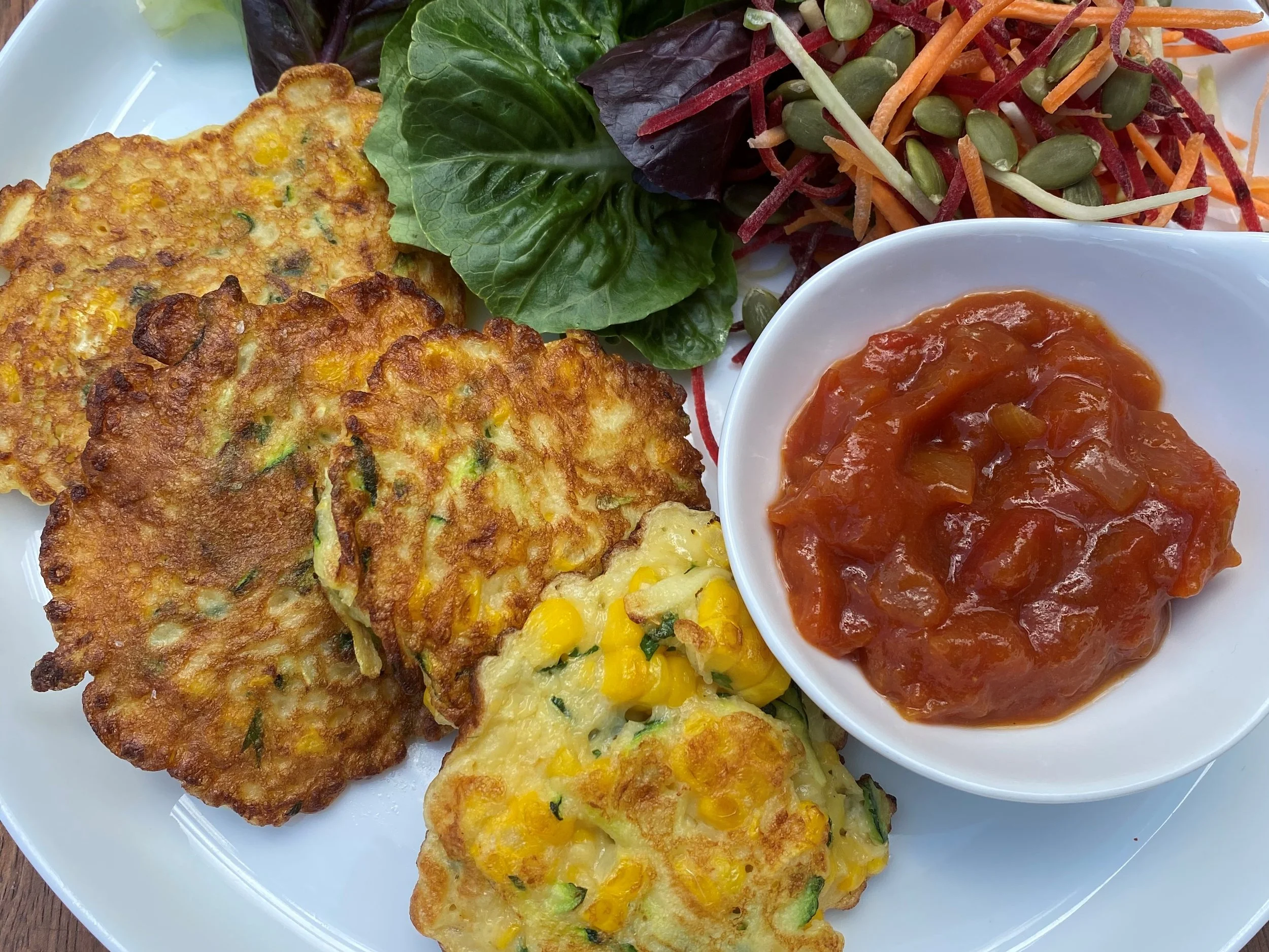 Corn and Courgette Fritter Recipe — Claire Turnbull