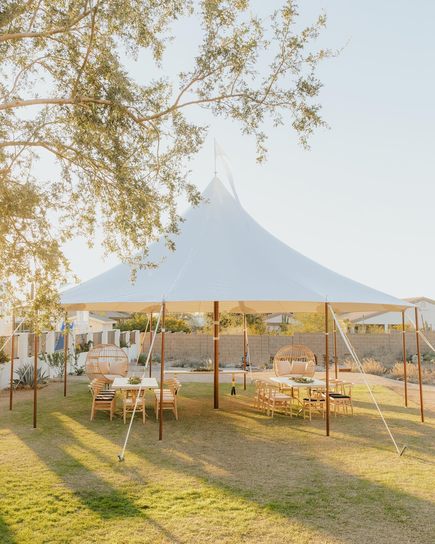 Excited to introduce you to our Petite Tent line!! This line is perfect for smaller events and smaller spaces. For those super extra events, add this as an auxiliary/catering tent in tandem with our large tents 🤩

Photographed is our single pole 32&
