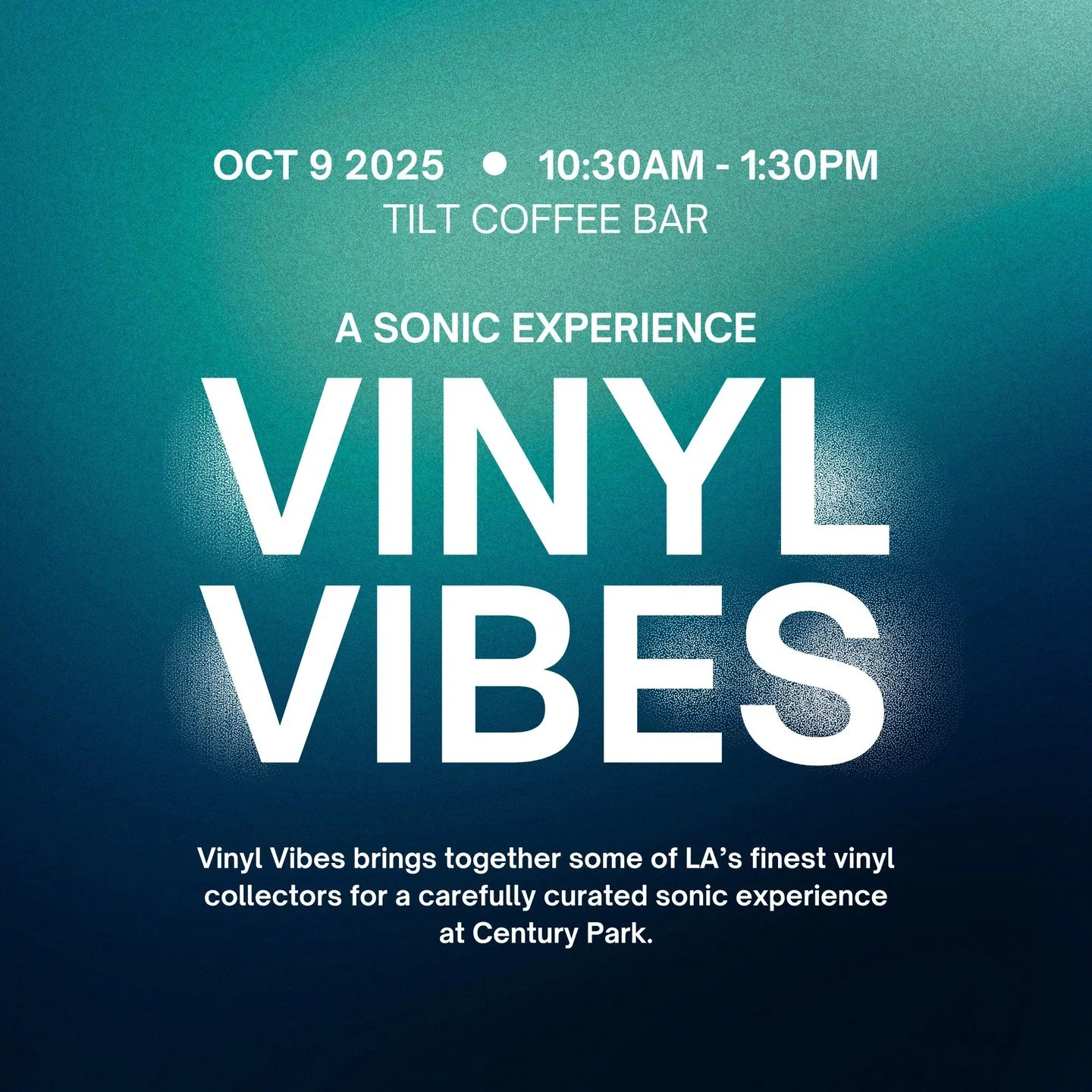 Vinyl Vibes is back again! Head to Tilt Coffee this Thursday to hear a curated list of music while eating lunch. See you there!⁠
⁠
#century City #LAevents #Losangelesevents