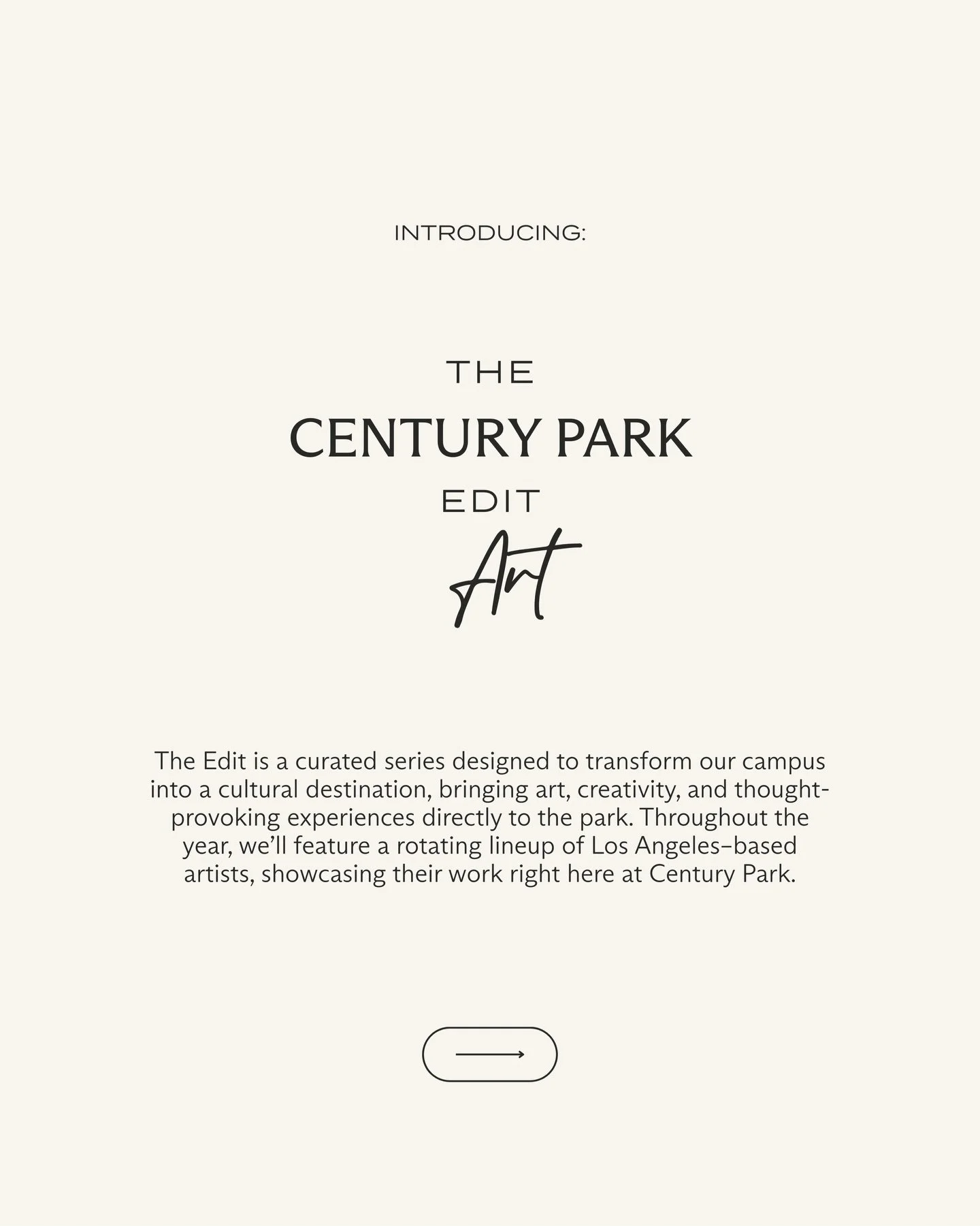 Introducing The Century Park Edit: Art. A curated series bringing a rotating lineup of Los Angeles&ndash;based artists to the park. Kicking off with Evolving Matter, on view April 1&ndash;15 at the Pavilion. Save the date.
.
.
.
.
#losangelesartscene