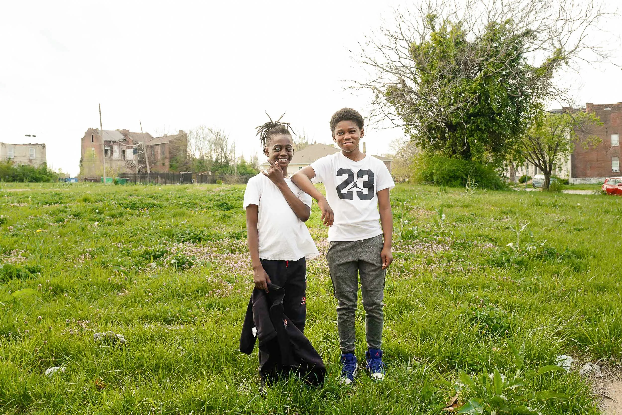 1933 Funsten Nut Strike—Neighborhood boys stand where the Food Workers Industrial Union local met on the eve of a landmark strike.  In a Jim Crow city, the union led by Black women overcame police brutality and entrenched racism to win better wages a