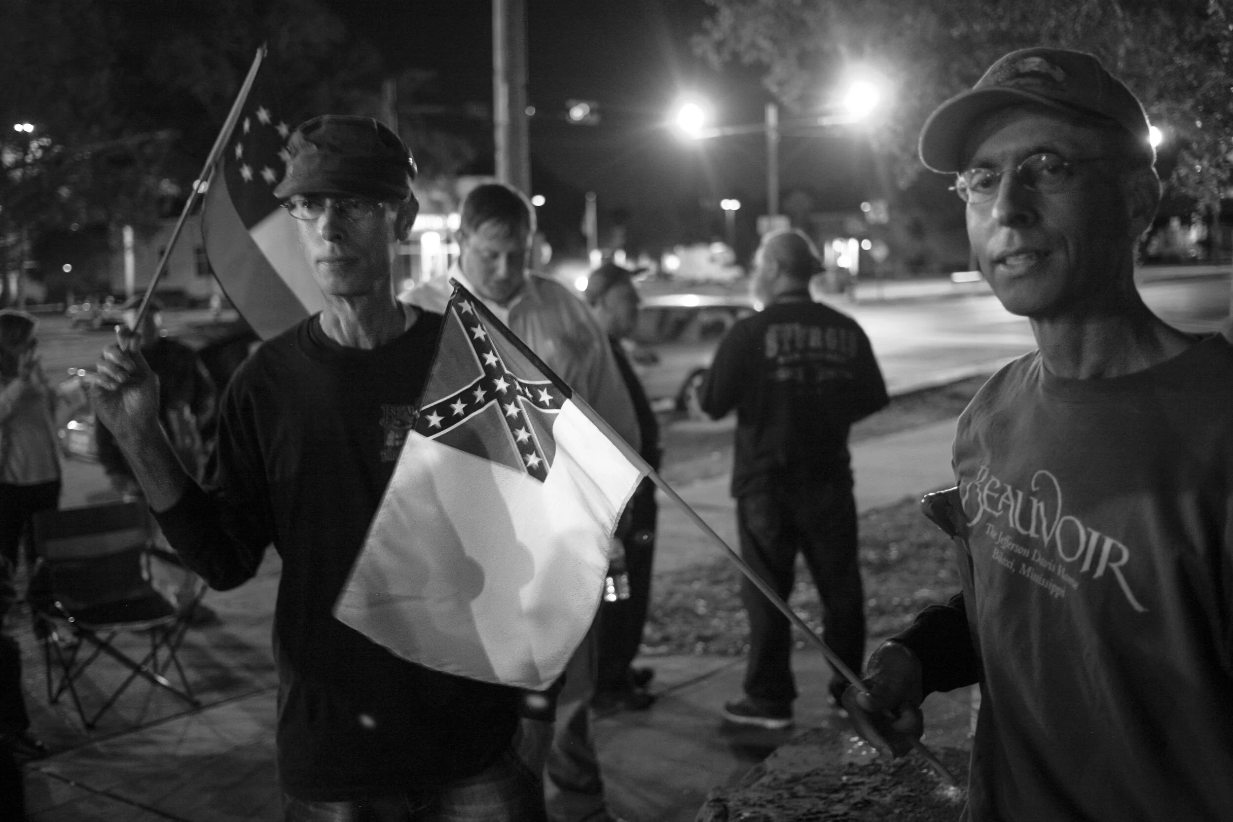 Brothers, participating in vigil to defend the removal of Jefferson Davis monument