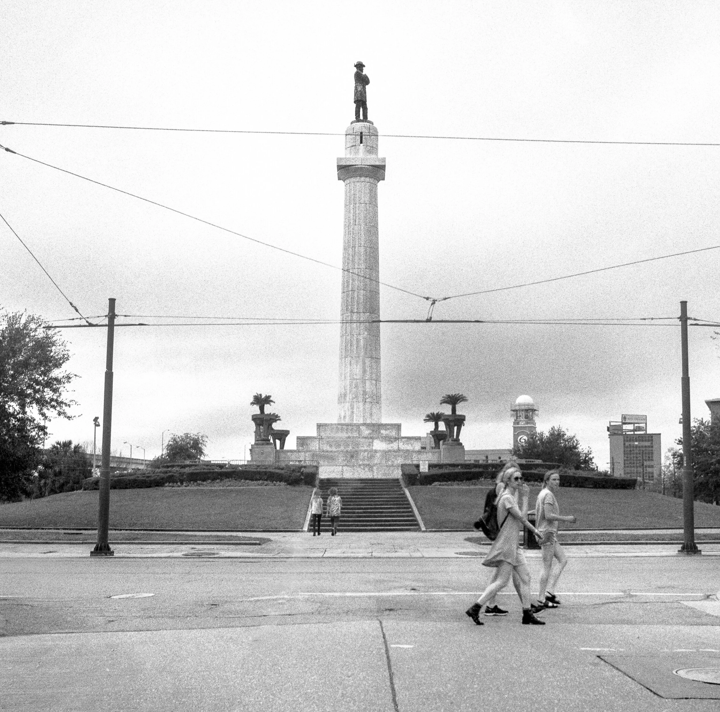 Confederate General Robert E. Lee monument, unveiled February, 22, 1884, "Legend suggests that Lee faces north because he believed that you should never turn your back on the enemy." [vii]