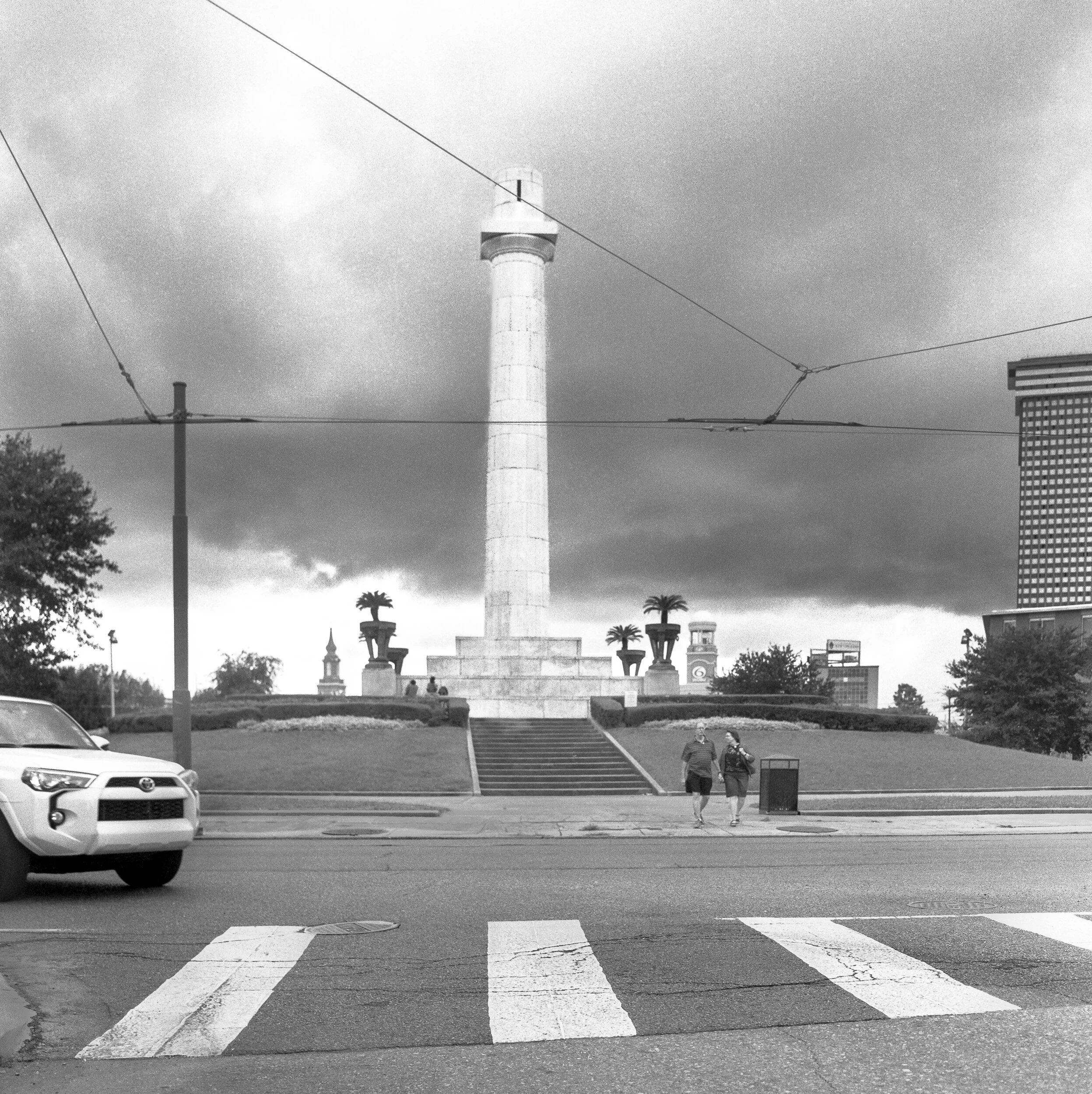 Empty pedestal, Robert E. Lee monument removed May 19, 2017