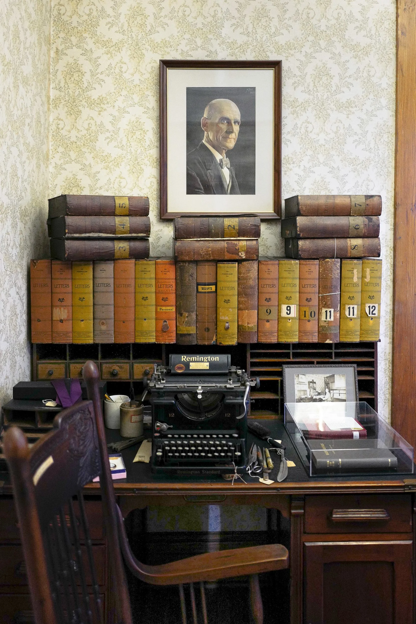 Eugene Victor Debs—Debs' office desk at the Eugene V. Debs Museum. Leader of the 1894 Pullman Strike and five time presidential candidate for the Socialist Party,  including his final run in 1920 from prison after being politically persecuted under t