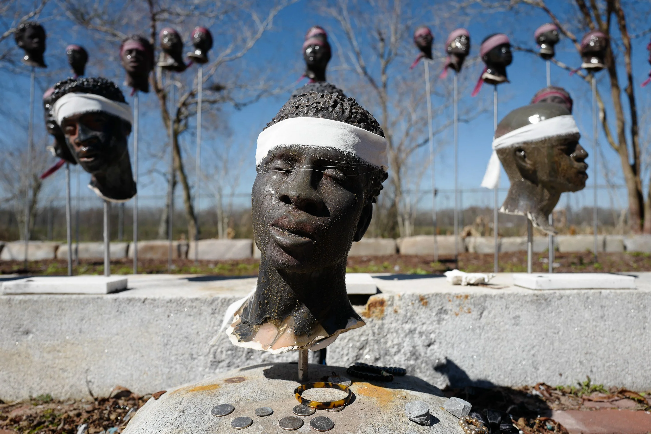 1811 German Coast Uprising—Ceramic bust of Charles Deslondes from the 1811 Slave Revolt Memorial at Whitney Plantation. Deslondes led America’s largest slave uprising, marching toward New Orleans before being crushed by state militia. The memorial ma