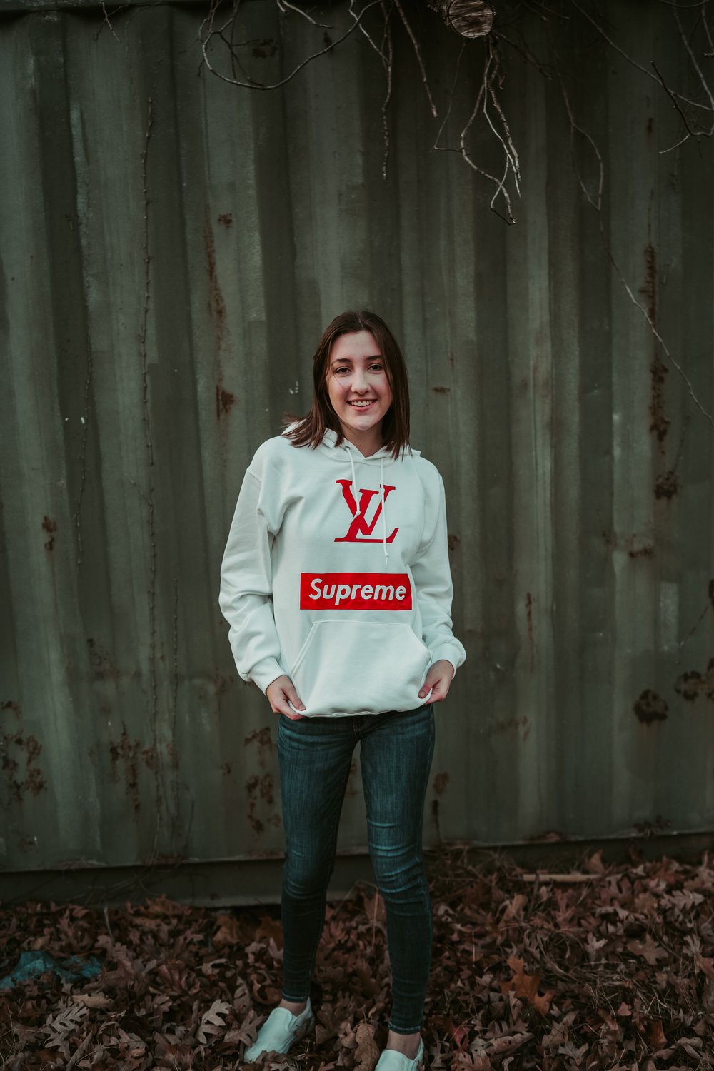 Louis Vuitton, Other, Custom Supreme X Lv Hoodie Size Large