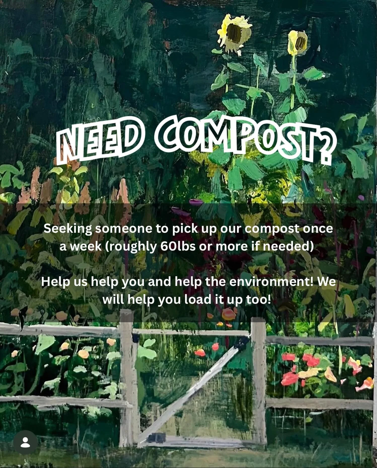 CALLING ALL FARMS, HOMESTEADS, AND THOSE PASSIONATE ABOUT SUSTAINABILITY!! We are looking to team up with someone local to pick up our organic compost once a week. We&rsquo;ve been composting for years and now need to find a new home for our organic 
