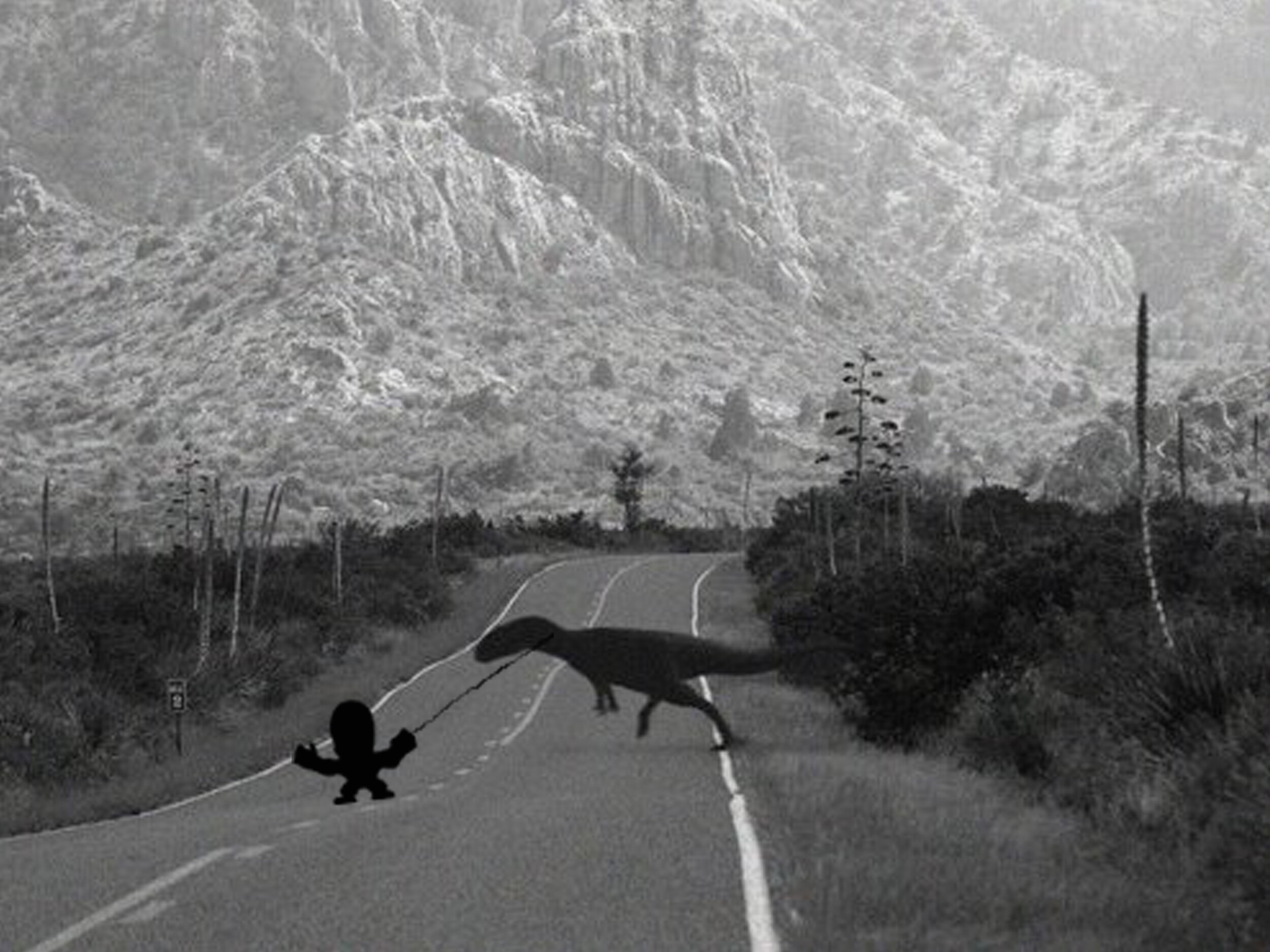 Динозавров дороги. Динозавр на дороге. Челябинский заяц перебегает дорогу. Перебегает дорогу. Динозавр переходит через дорогу.