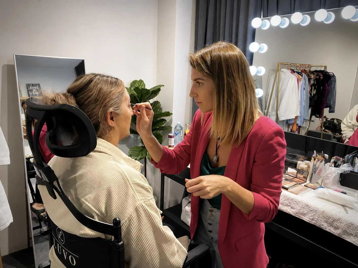Behind the scenes hair and makeup before a Luxe Boudoir photoshoot on the Gold Coast