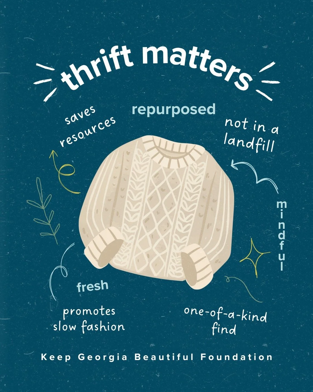 Updating your fall wardrobe? Choosing secondhand helps reduce waste, ensuring every piece gets a chance at a second life. Celebrate the season with choices that are better for the planet. 🍂♻️🧥

#keepgeorgiabeautifulfoundation #keepgeorgiabeautiful 
