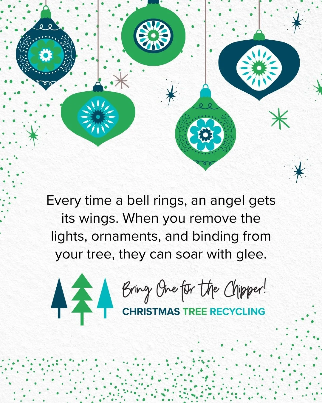 Start the new year off right by making your tree&rsquo;s next chapter of life truly wonderful! Bring it unbound and free of decorations&mdash;artificial trees can&rsquo;t join the fun. Thanks for helping us keep Chipper running smoothly. Find a drop-