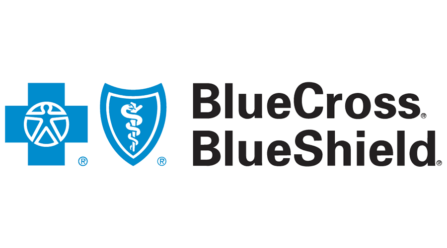 BlueCross BlueShield logo featuring a blue cross and shield with a Rod of Asclepius, accompanied by bold black text 'BlueCross BlueShield'.