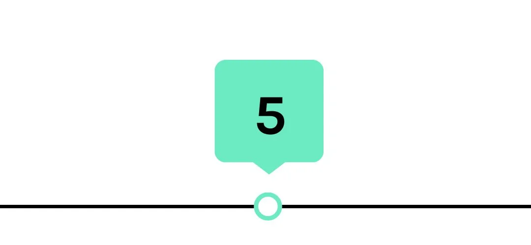 Number 5 in a teal square speech bubble
