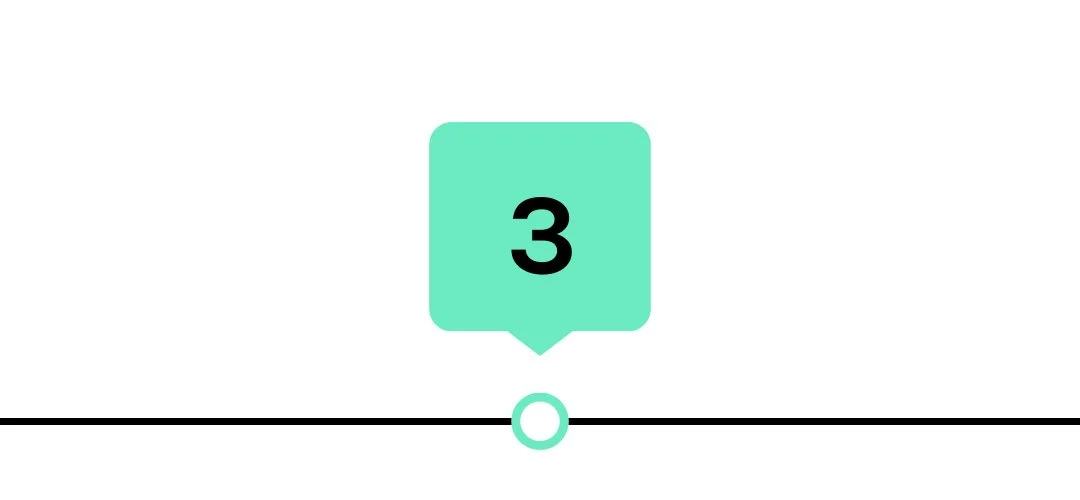 Number 3 in a teal square speech bubble