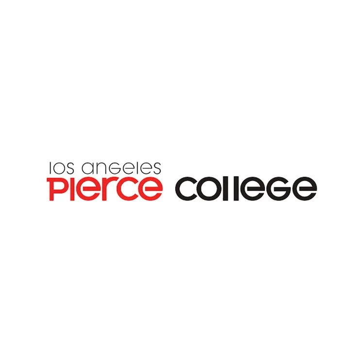 Logo for Los Angeles Pierce College with the text 'los angeles pierce college' in black and red on a white background.