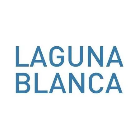 Laguna Blanca logo in blue text on a white background.