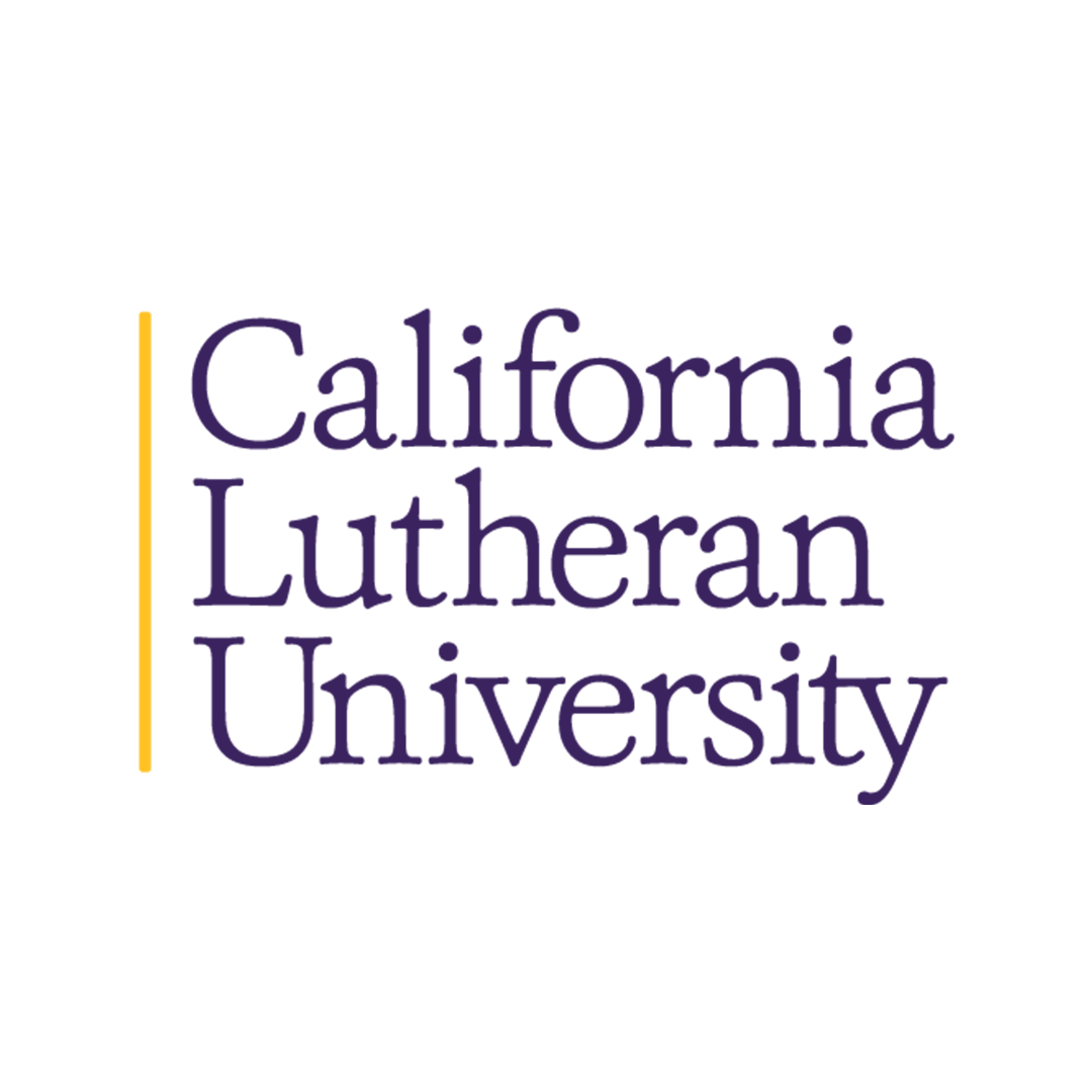 California Lutheran University logo with purple text and a yellow vertical line on a white background.