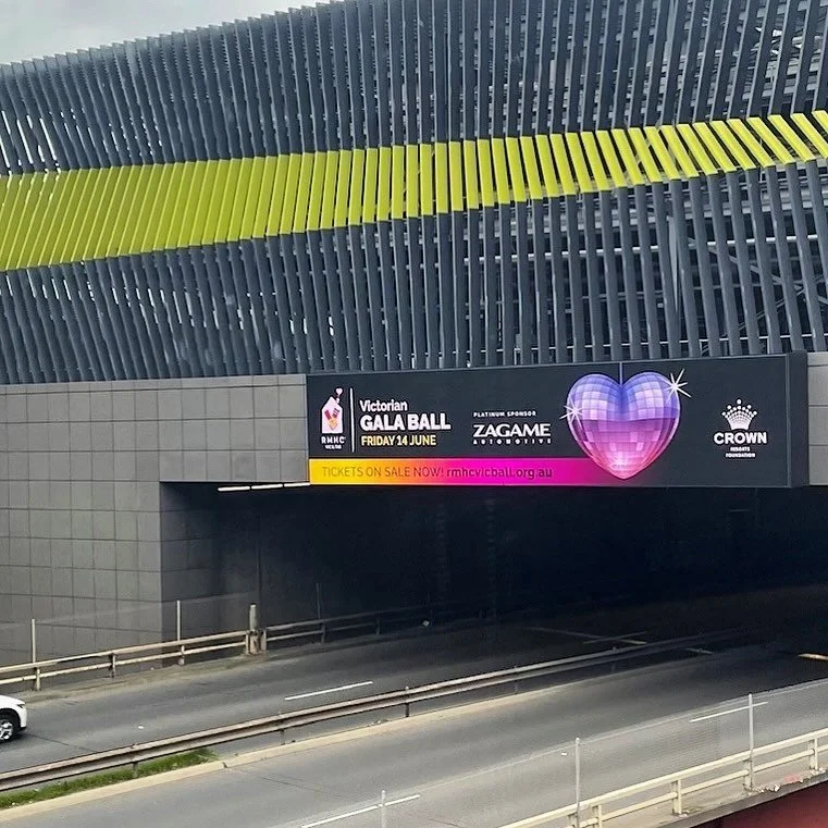 🤩 Excited to see our advertising billboard for the upcoming RMHC Vic Ball on display over Kingsway.