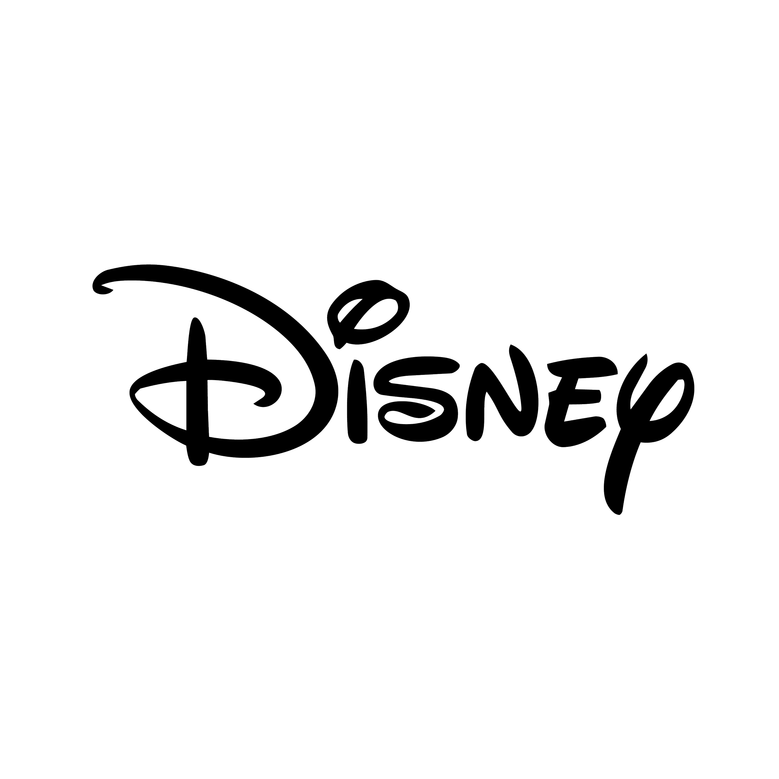 Black and white outline of the Disney logo with the word 'Disney' in stylized script.