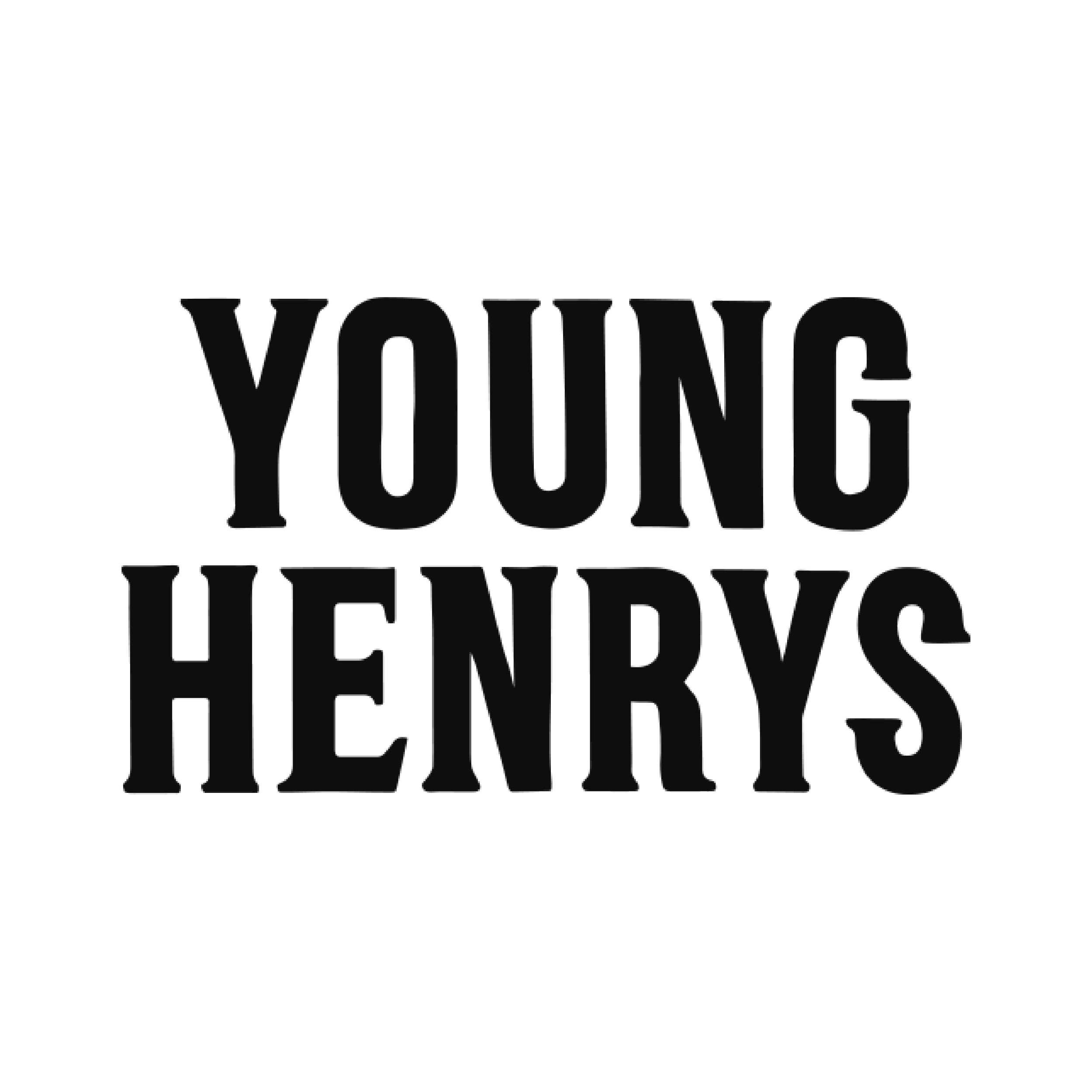 Text on black background reading 'Young Henrys' in bold capital letters.