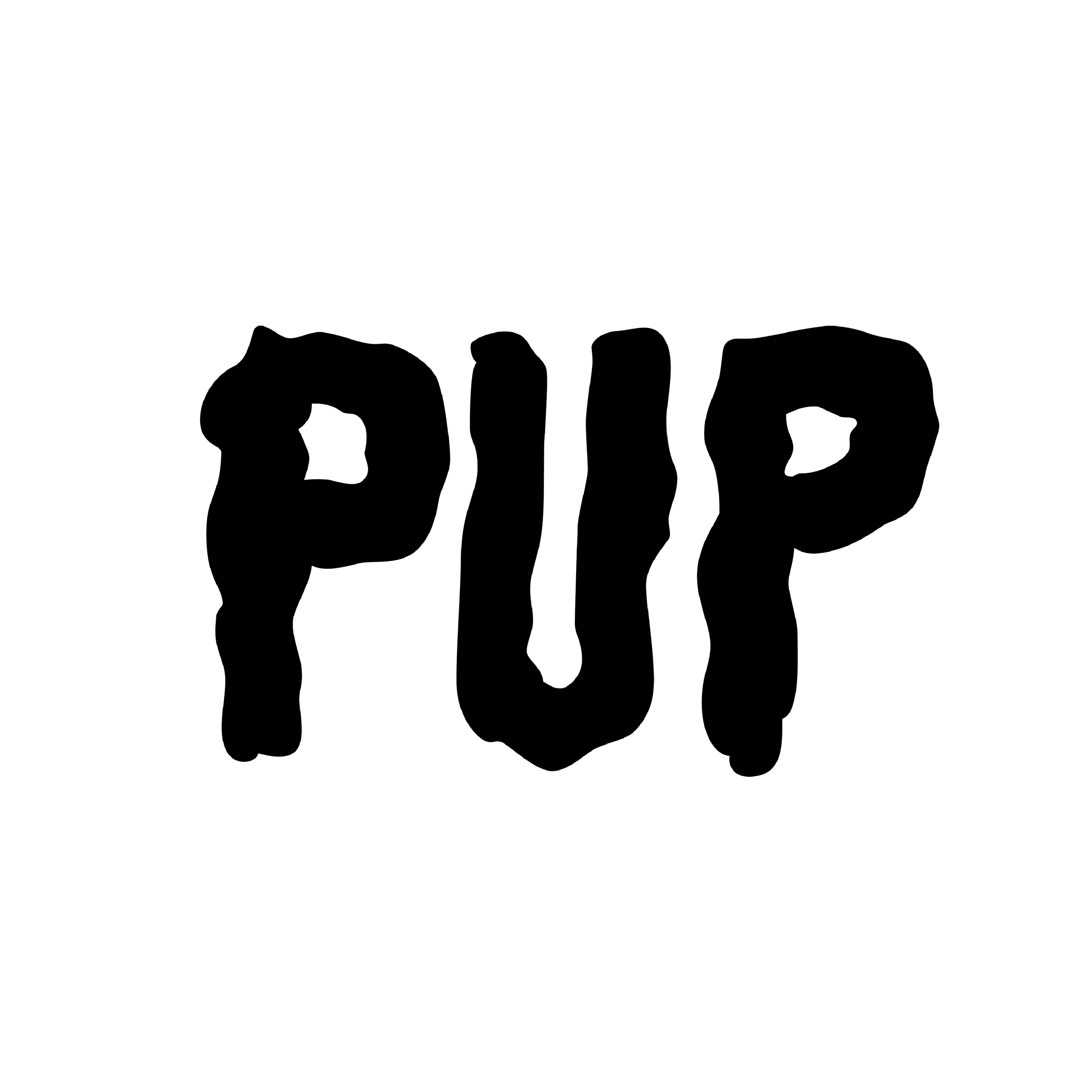 White outline of the word "PUP" on a black background.