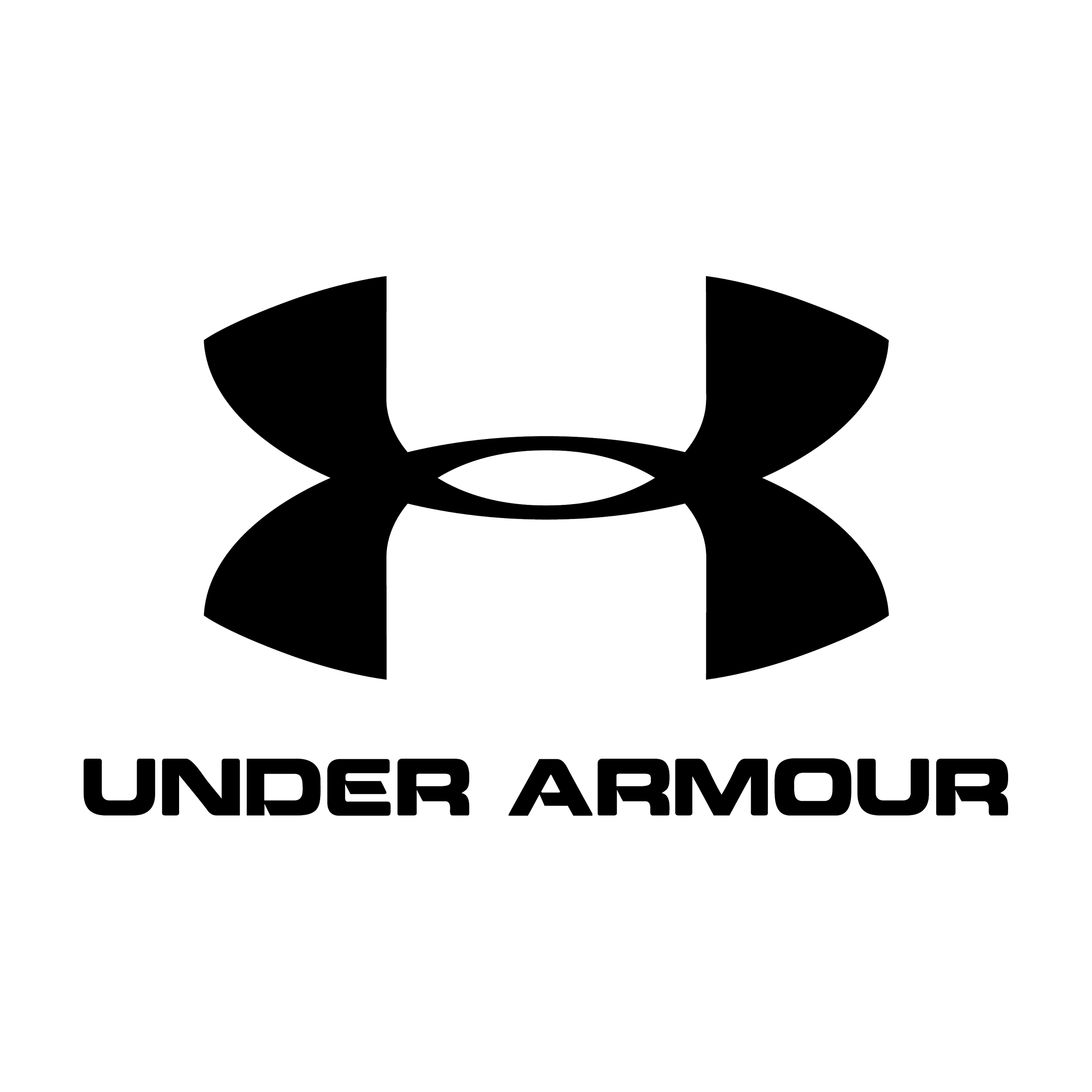 Black background with a white outline of the Under Armour logo and the text 'UNDER ARMOUR' below it.