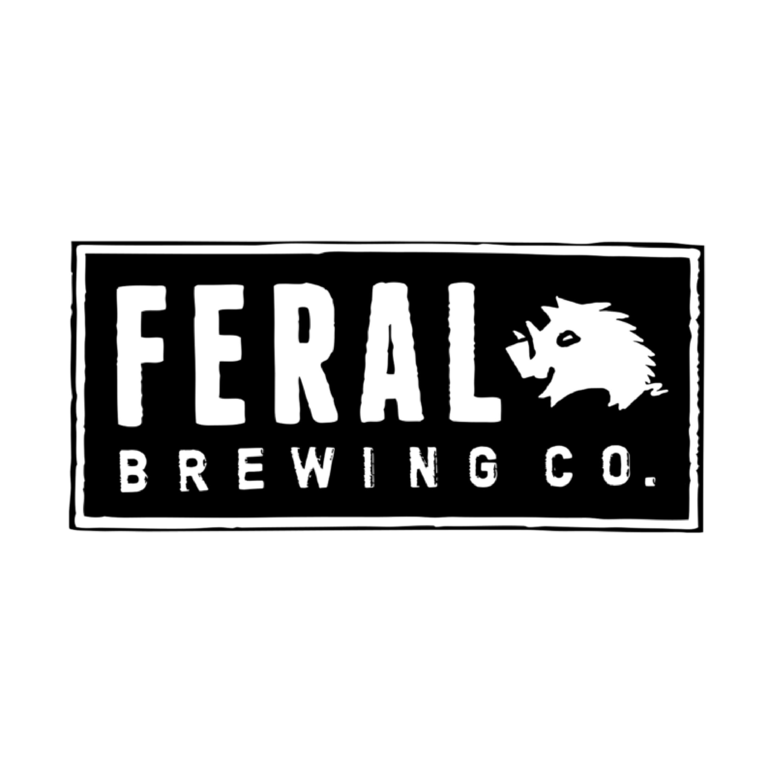 Logo for Feral Brewing Co., featuring the company name and a stylized feral cat head.