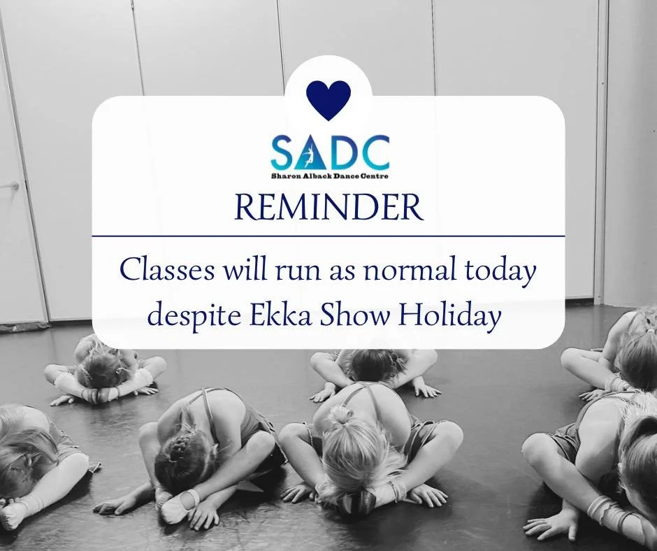 No Ekka will stop us from dancing and prepping for our end of year concert! 

See you this afternoon for normal classes SADC family 💙🤍🩵