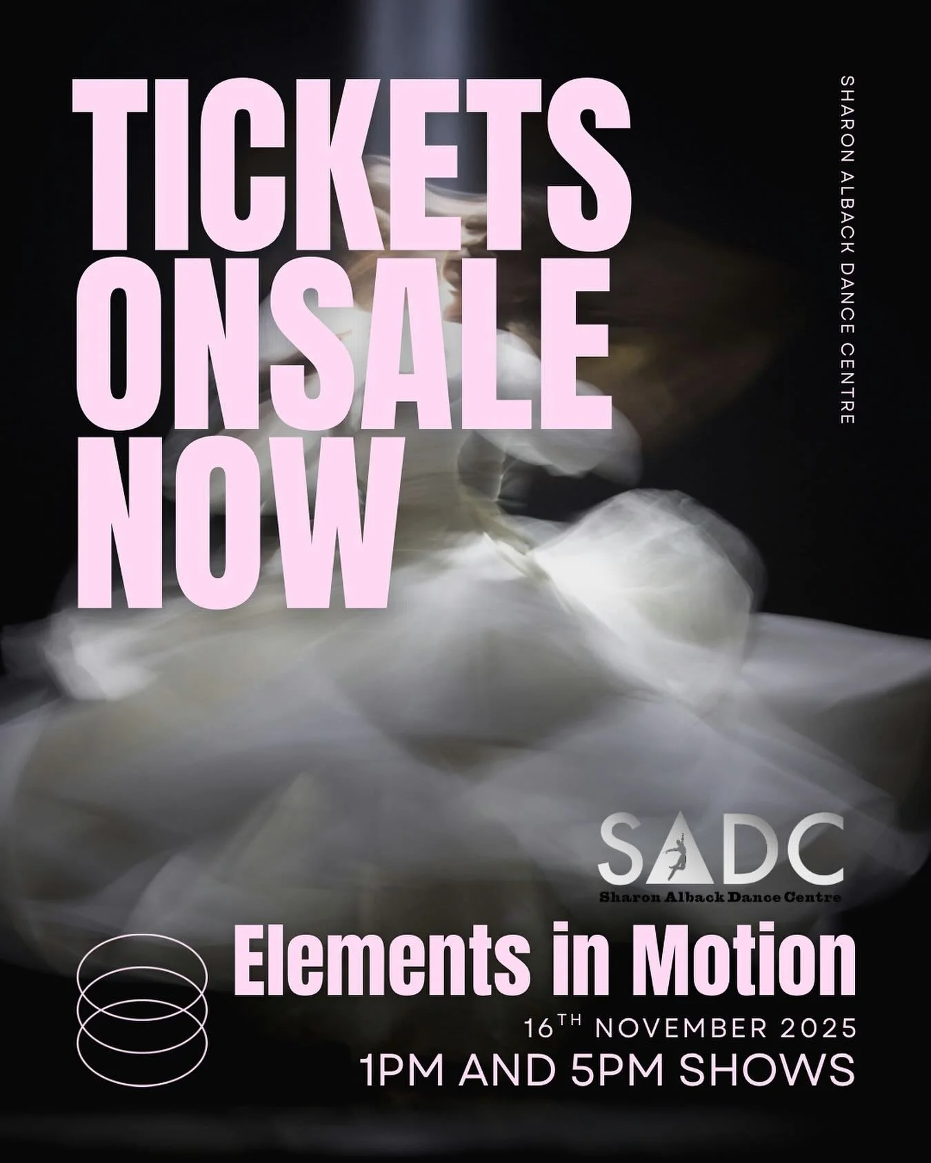 ✨ TICKETS ON SALE NOW ✨

Get ready to experience the magic of Elements in Motion &mdash; our 2024 End of Year Concert! 🌏💨💧🔥

Join us on Sunday, November 16th at 1PM and 5PM as the students of the Sharon Alback Dance Centre bring the elements to l