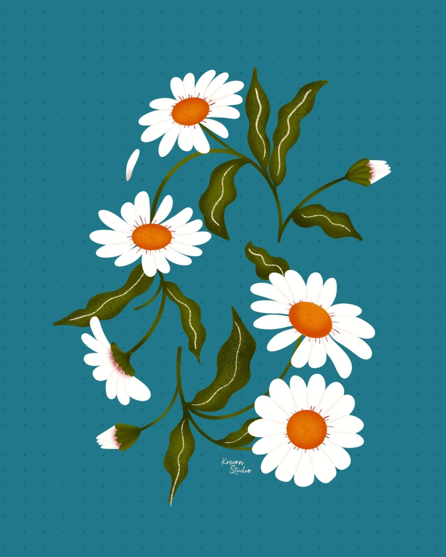 Le retour des illustrations avec le challenge @peachtober ! Je vais prendre le temps d'en faire plusieurs ce mois-ci ! ☀️
.
Jour 1 : Daisy (Marguerite) 💮
.
#illustration #peachtober #peachtober24 #procreate #digitalillustration  #kreionstudio